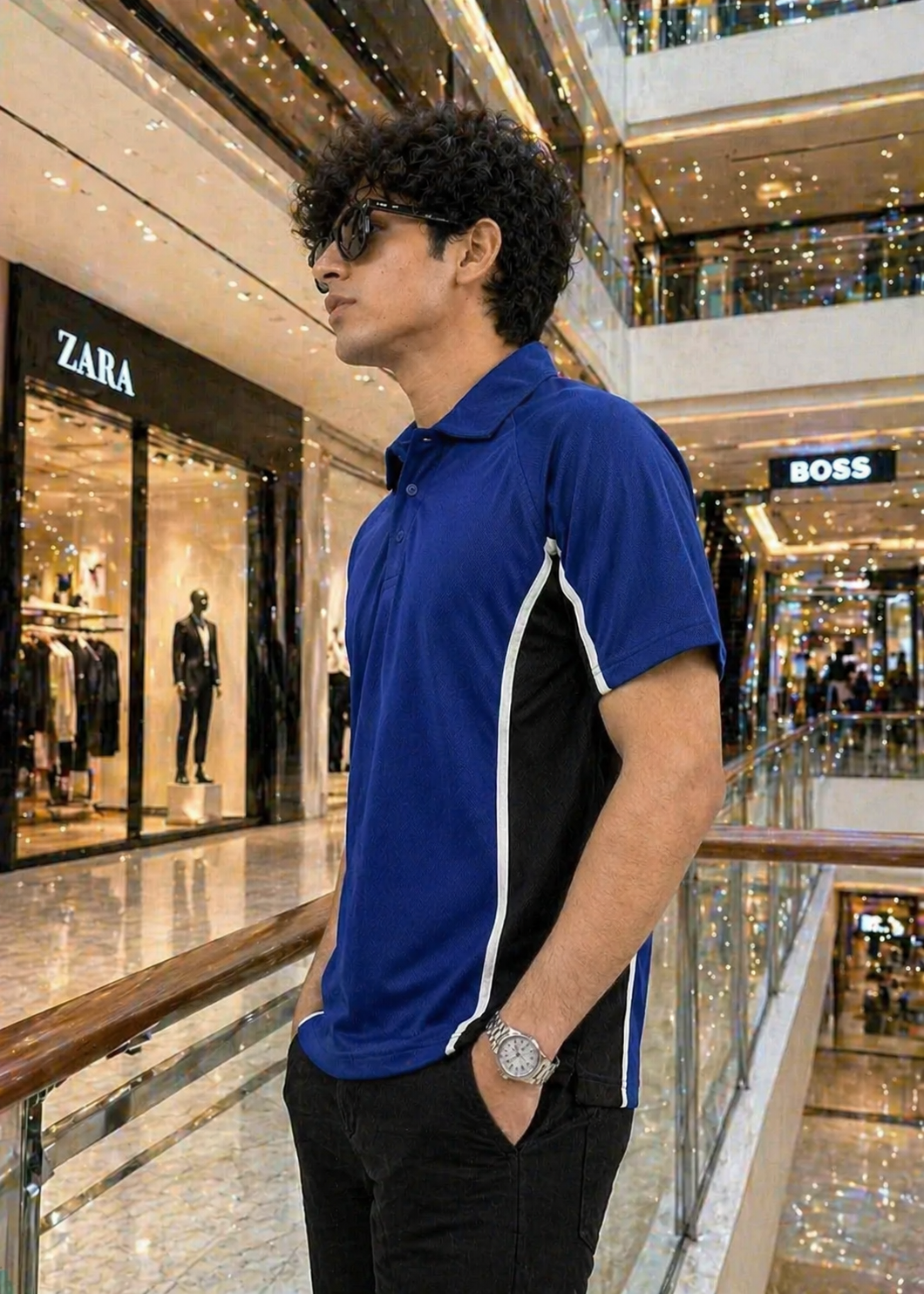 Falcon-Men FLN Polo Shirts Royal Blue/Black
