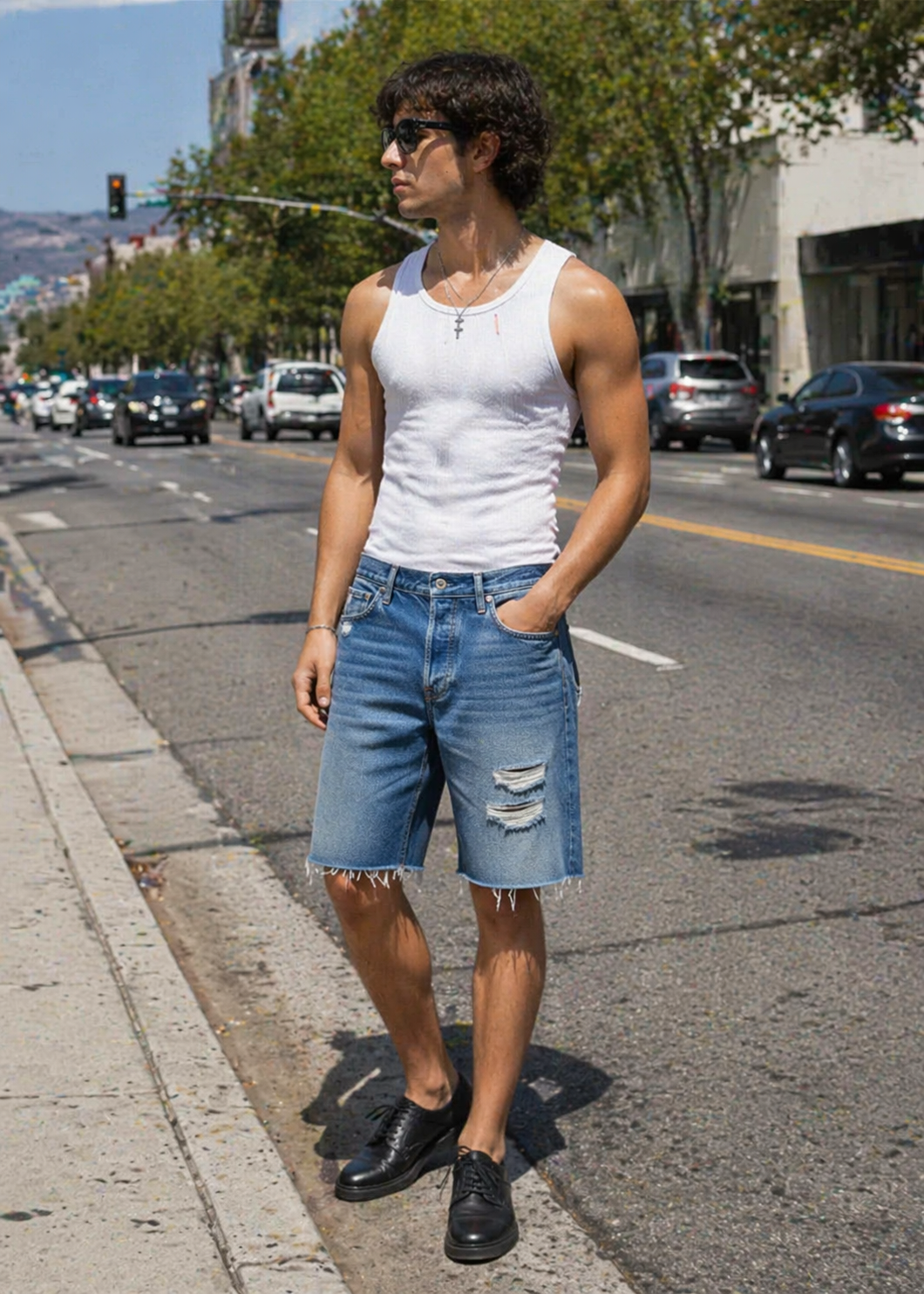 H&M-Men Jeans Shorts Blue US 01