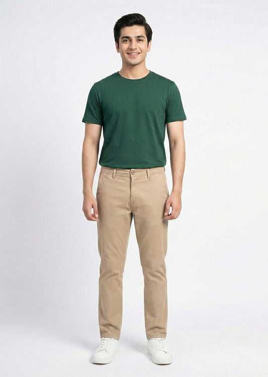 Jack & Jones-Men Straight Fit Cotton Jeans Khaki Pants (02)