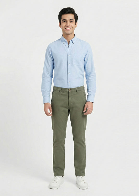 Jack & Jones-Men Straight Fit Cotton Jeans Olive Pants (03)