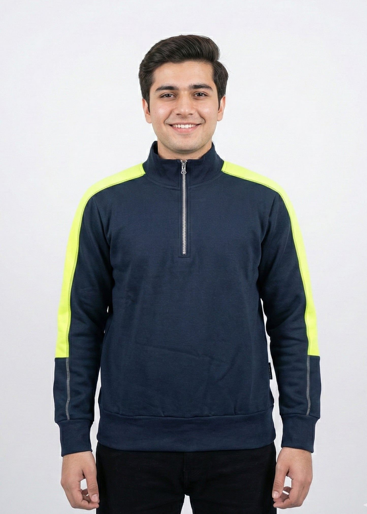 Men Quarter Zipper Blue Green SP