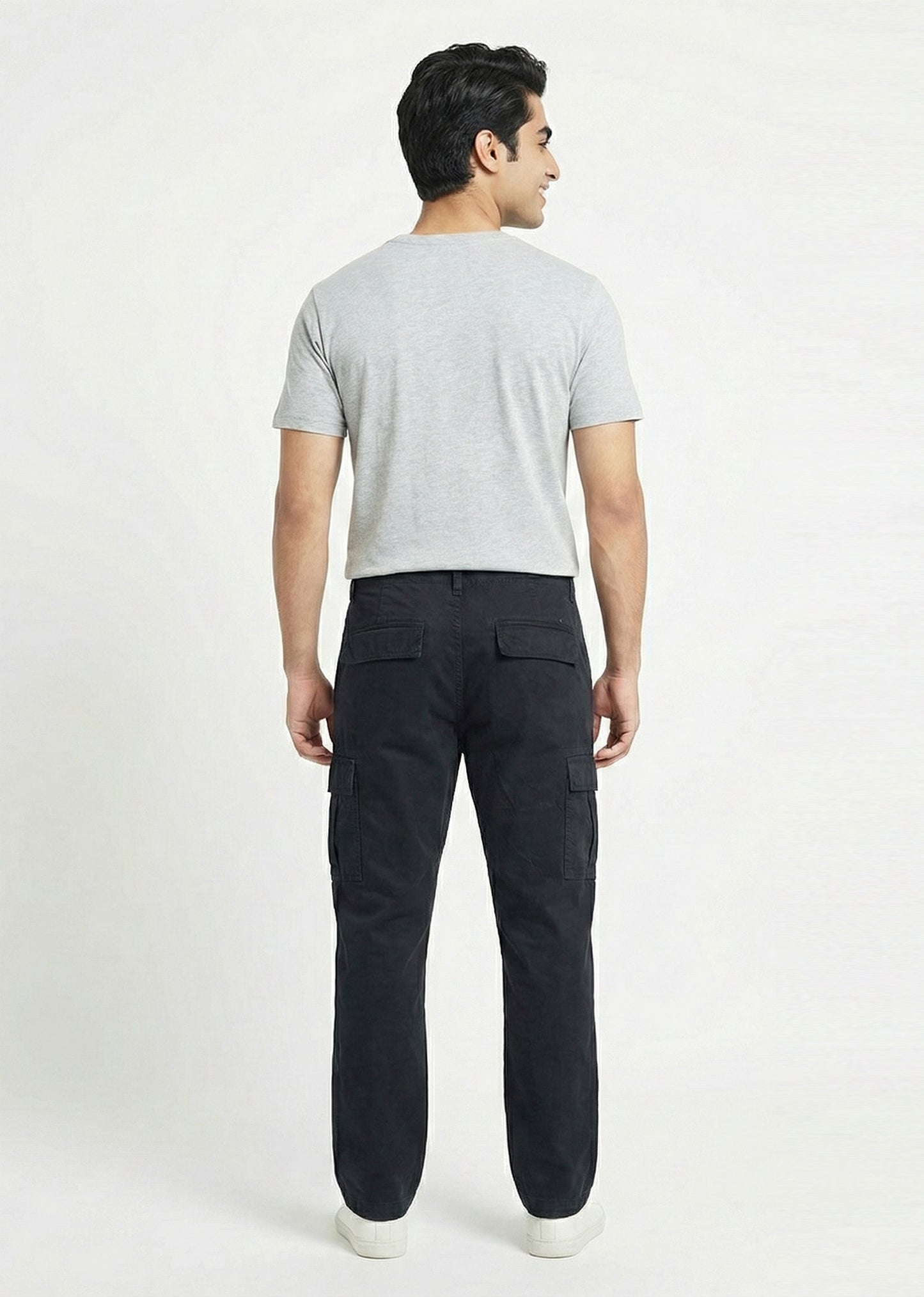 Jack & Jones-Men Smart Straight Fit Cotton Cargos Pants Black 04