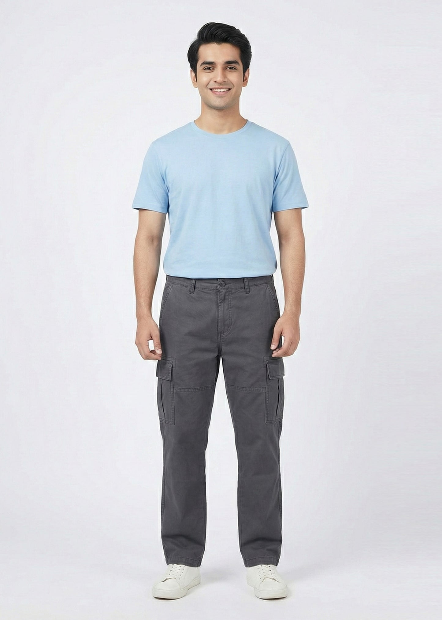 Jack & Jones-Men Smart Loose Fit Cotton Cargos Pants  Gray 05