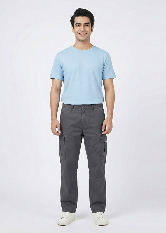Jack & Jones-Men Smart Loose Fit Cotton Cargos Pants  Gray 05