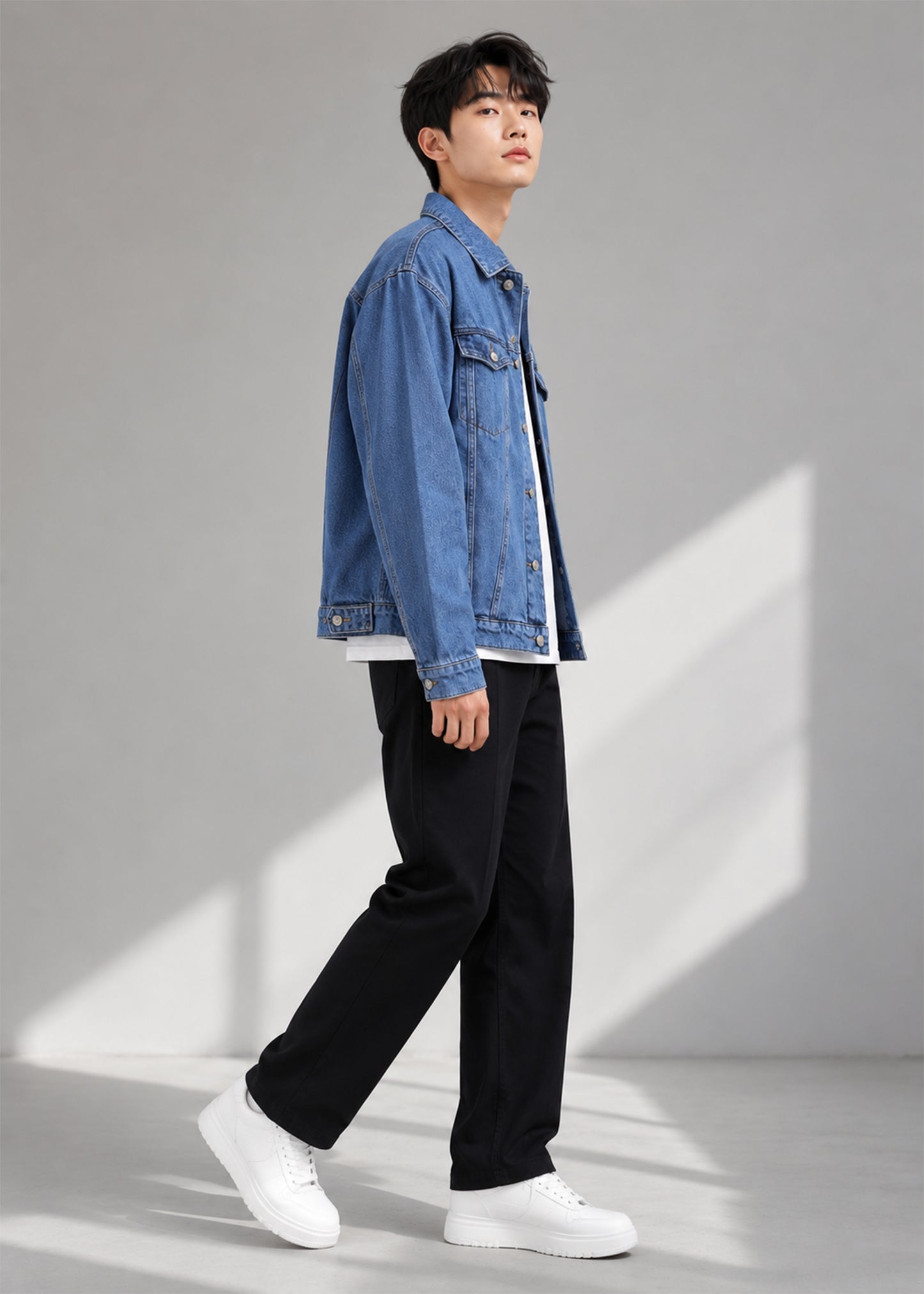 TU Men Denim Jacket Mid Blue US 637