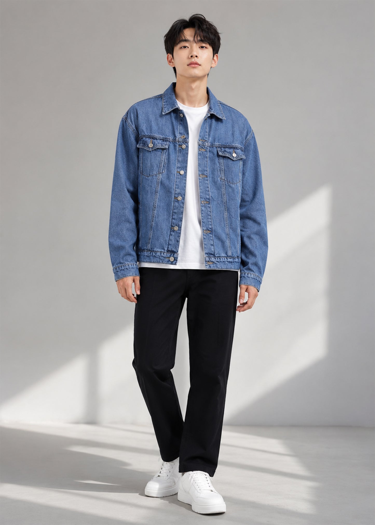 TU Men Denim Jacket Mid Blue US 637