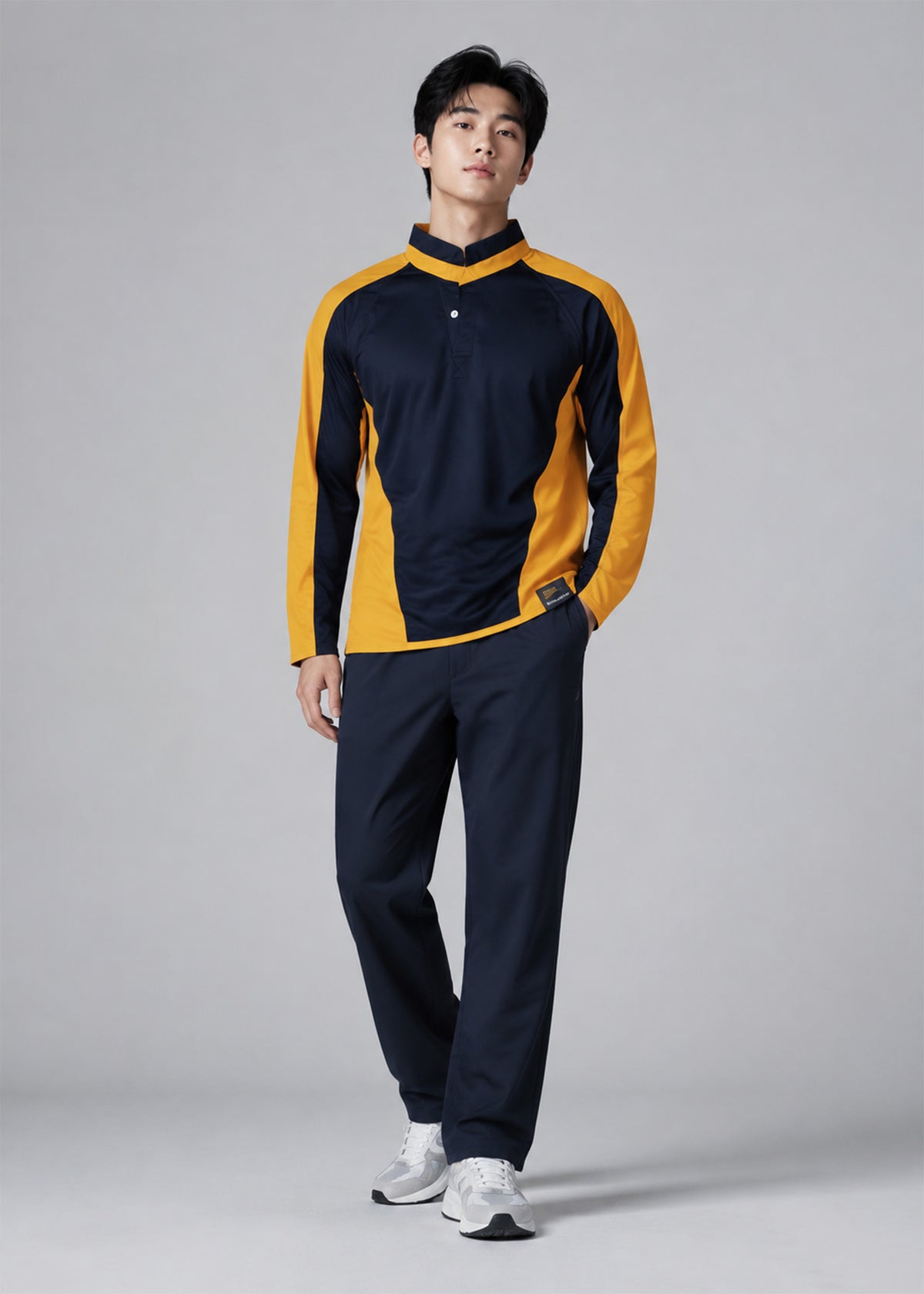 Falcon Men's Long Sleeve Rugby Top Navy & Orange 753