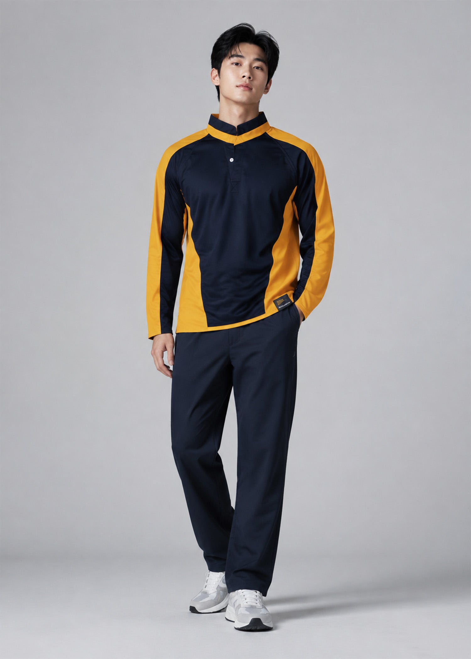 Falcon Men's Long Sleeve Rugby Top Navy & Orange 753