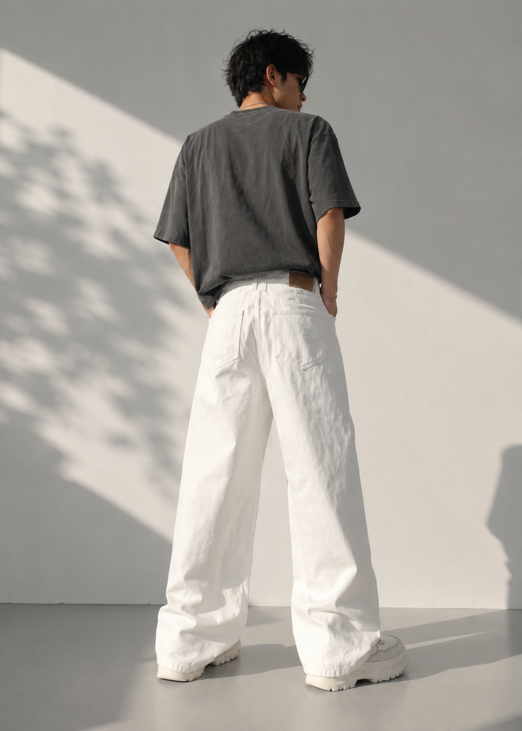 Celio-Men Loose Fit Jeans Off White Dia 501
