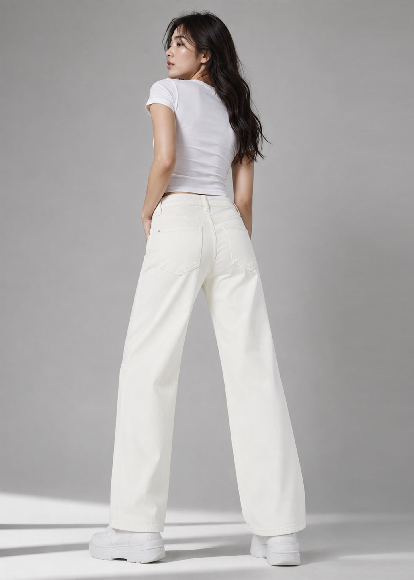 H&M Women Straight Fit Jeans Off White US 674