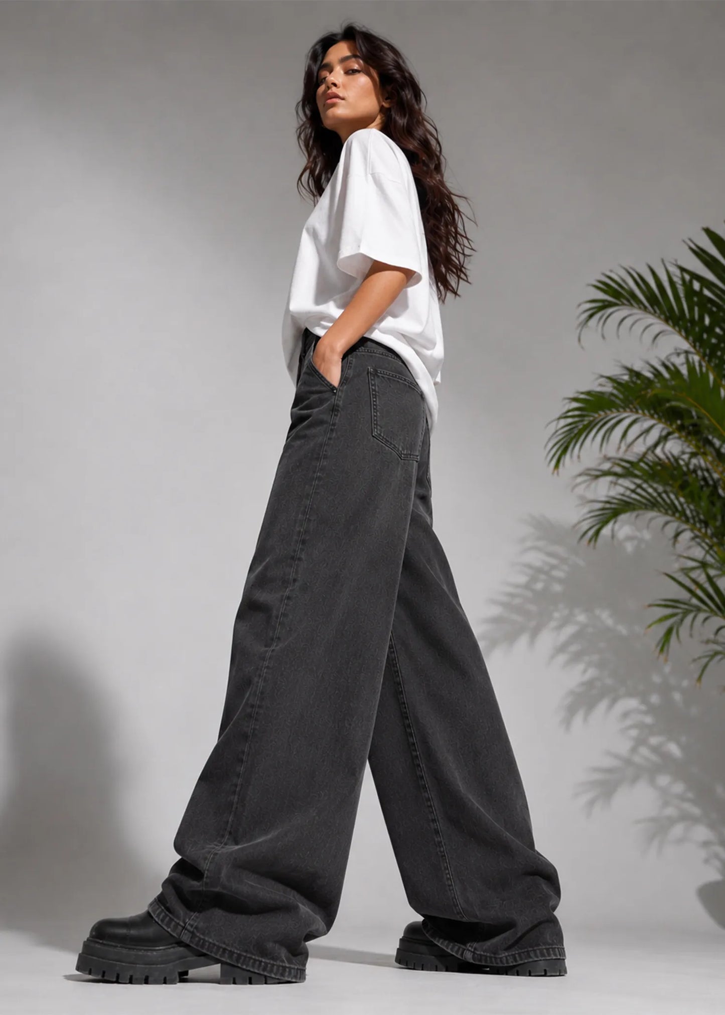 ONLY Women Wide Leg Jeans Ash Black