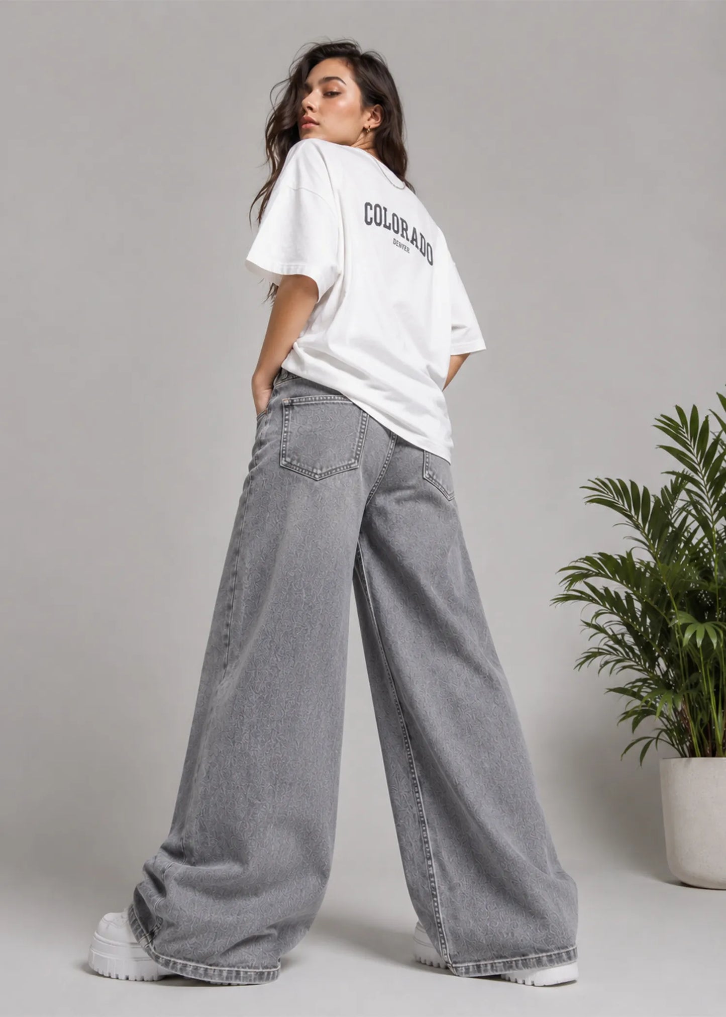 Street One Women Wide Leg Jeans Gray 548