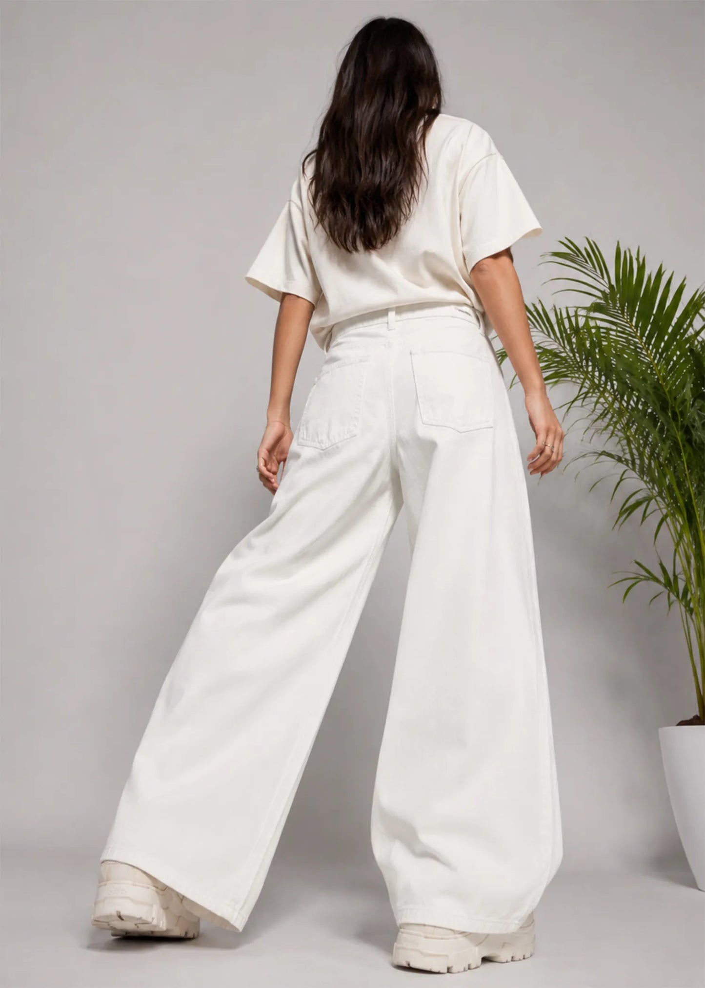 ONLY Women Wide Leg Jeans White 547
