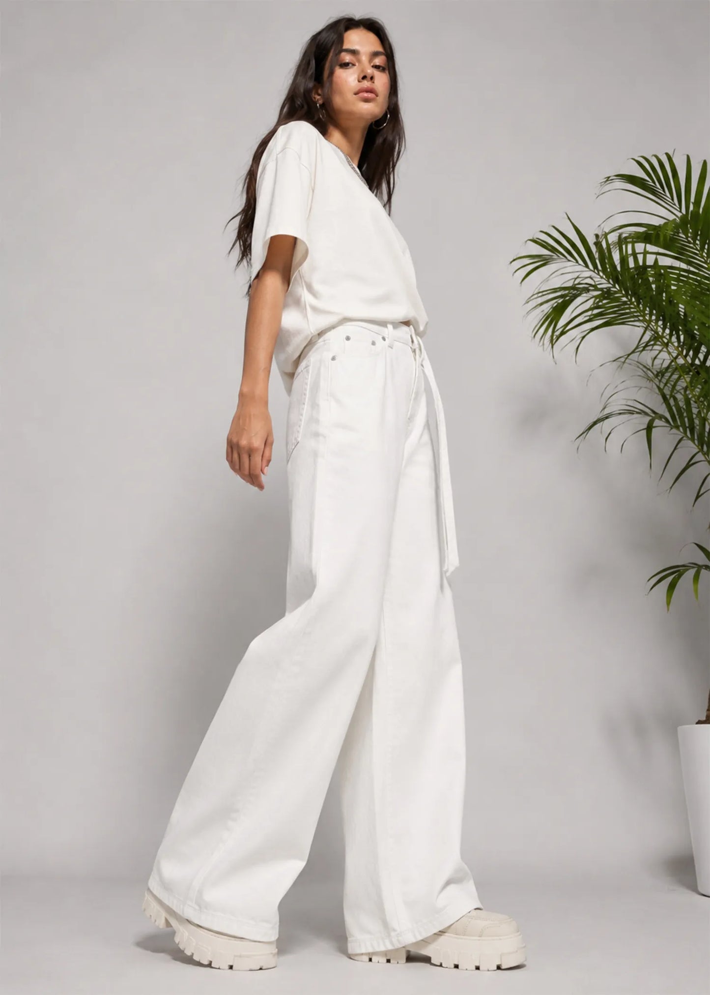 ONLY Women Wide Leg Jeans White 547