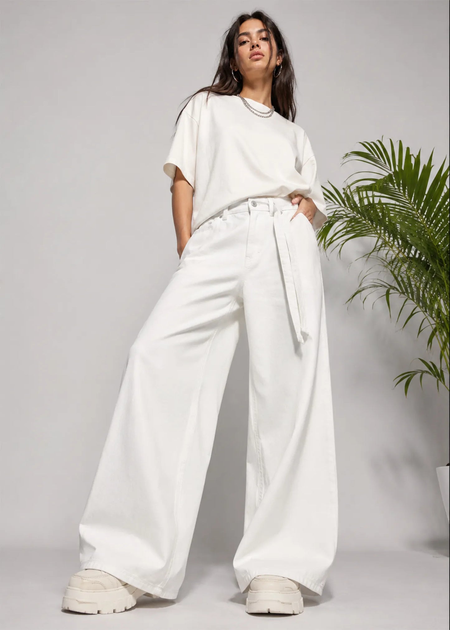 ONLY Women Wide Leg Jeans White 547