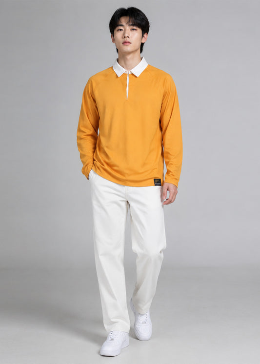 Falcon Men's Long Sleeve Rugby Top Orange&White 751