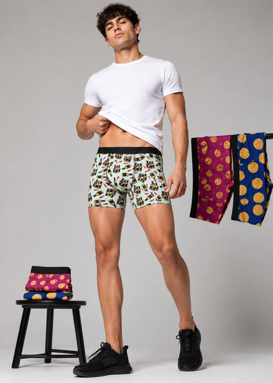 BrabdsRiver Mens Novelty Print Boxer Shorts Pack Of Three 712