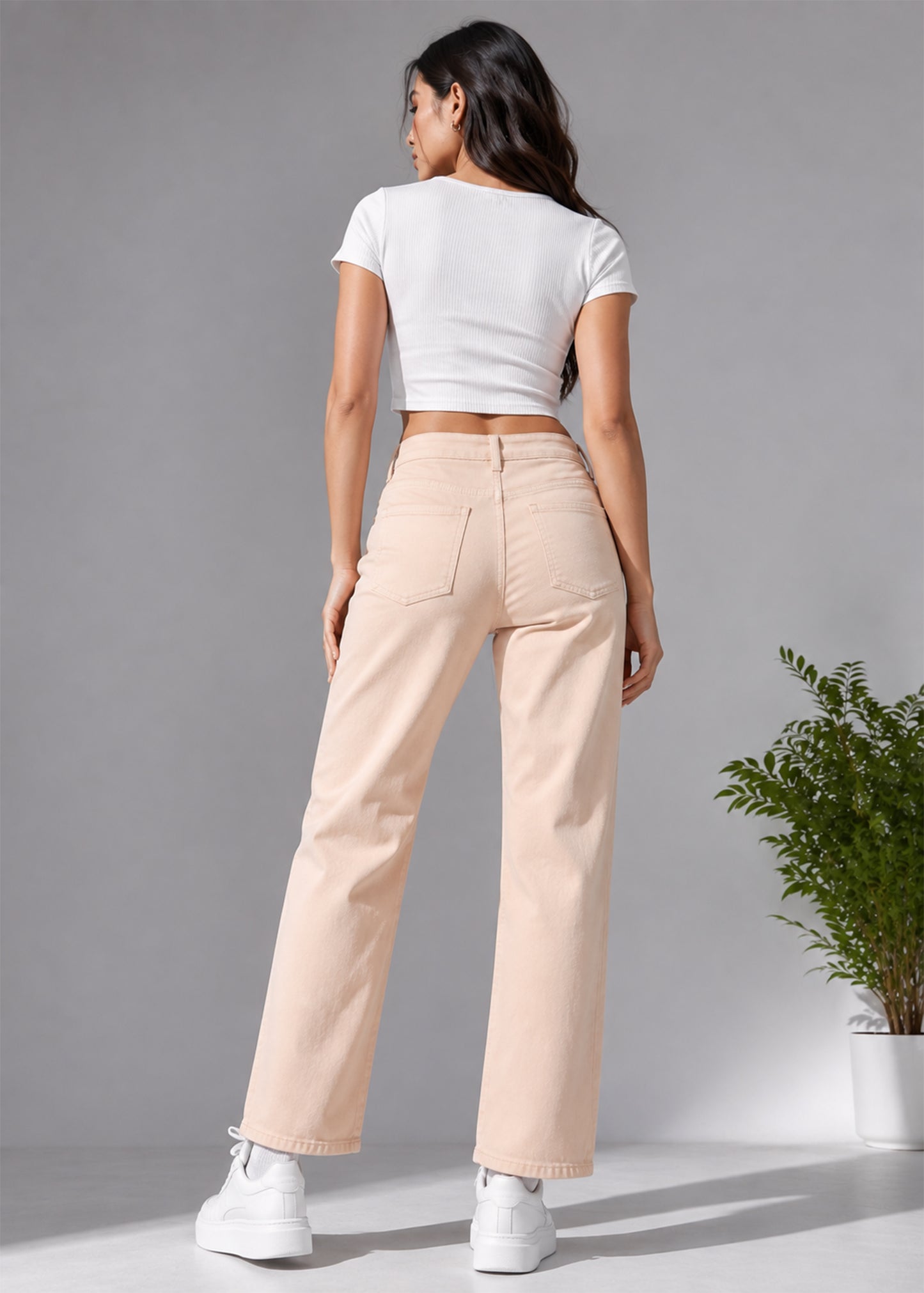M&S Women Mom Fit Jeans Peach US 678