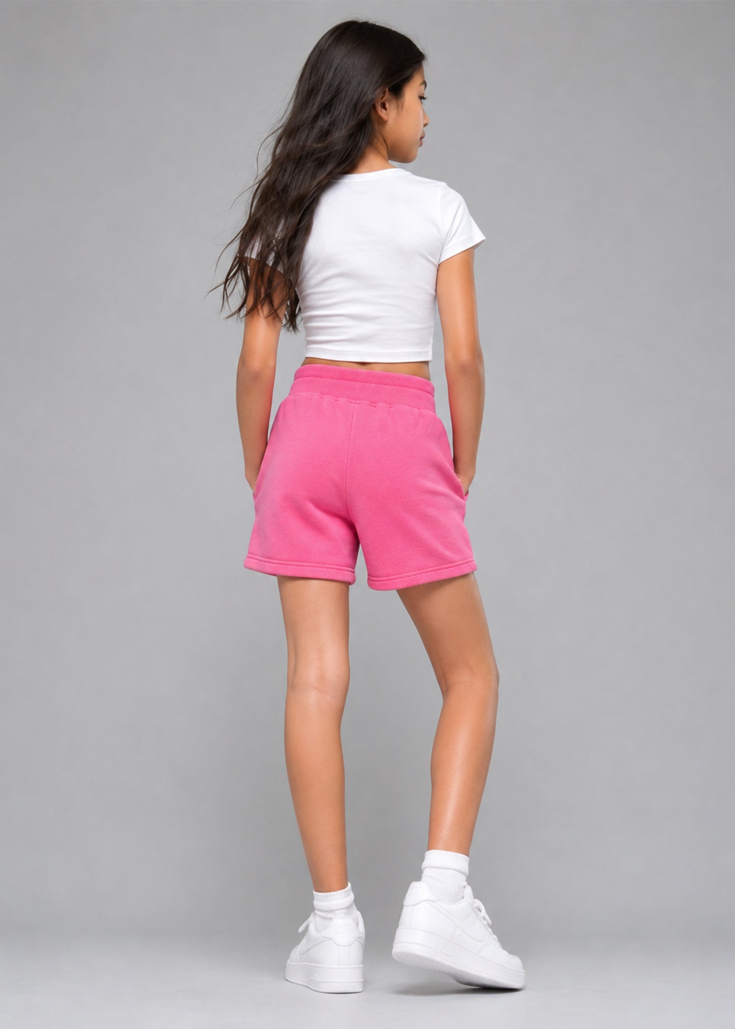 Fashion Nova Girls Ribbed Waistband Sweat Shorts Pink 727