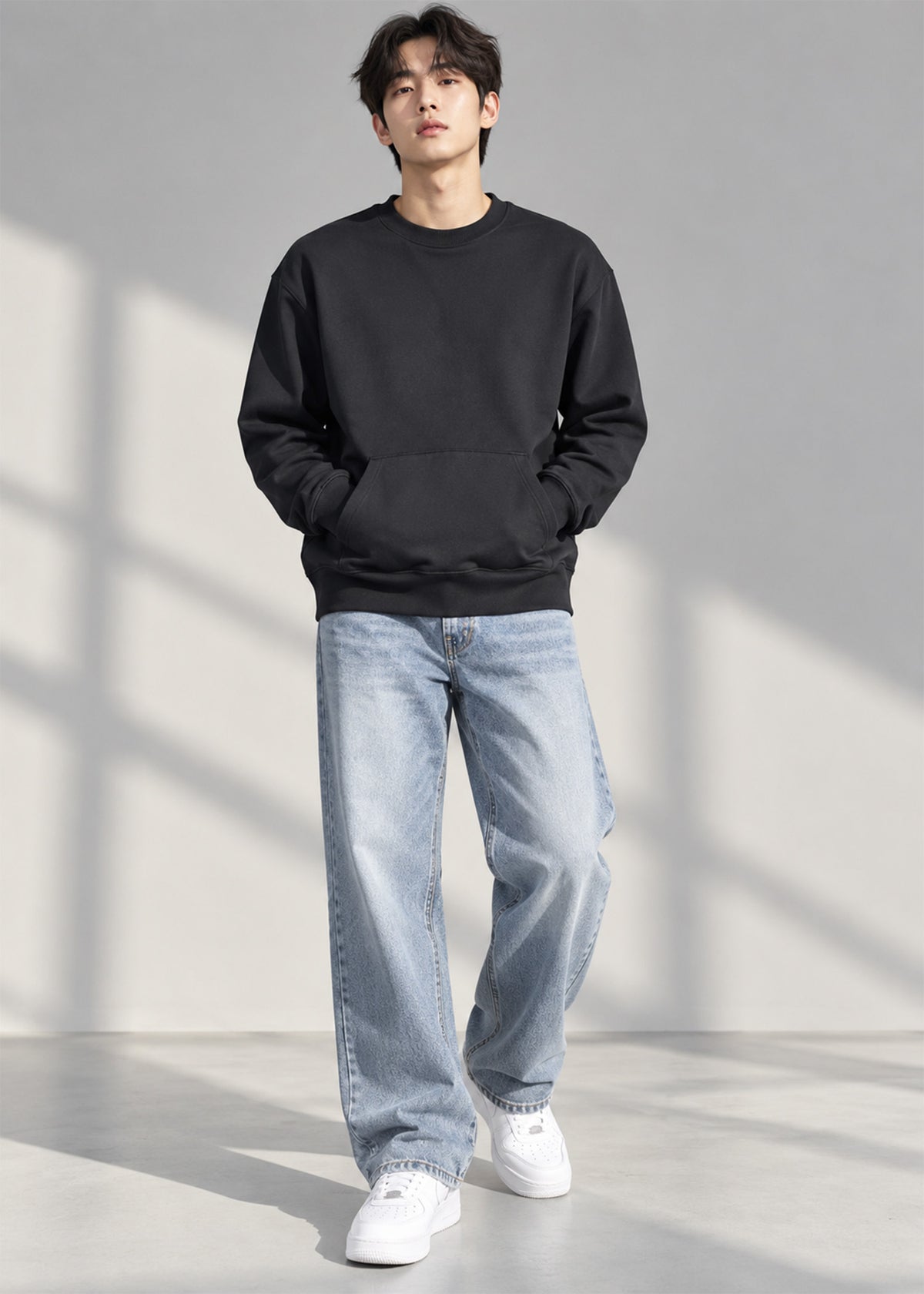 Arrow Men's Sweat Shirt Front Pocket Black 773