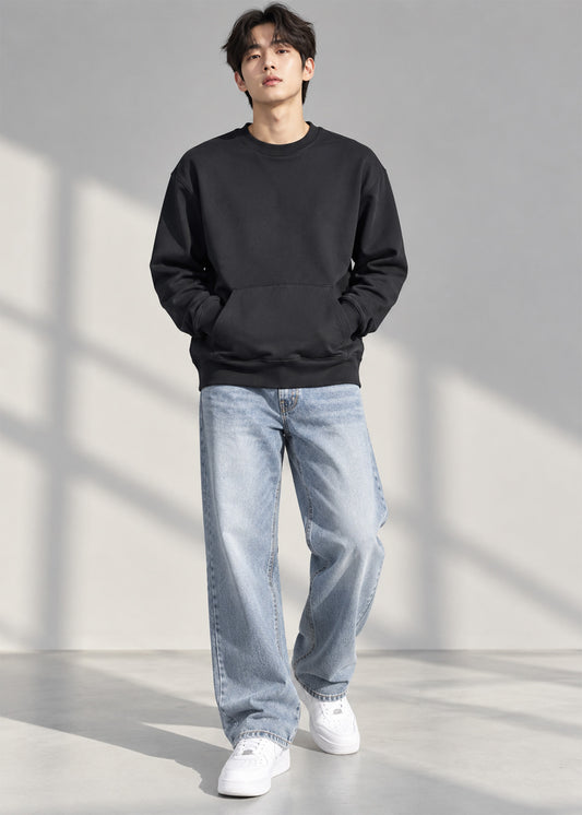 Arrow Men's Sweat Shirt Front Pocket Black 773