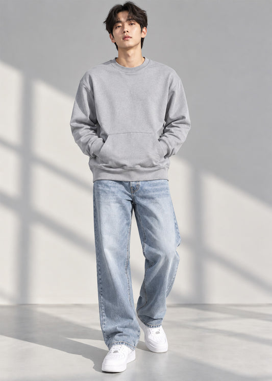 Arrow Men's Sweat Shirt Front Pocket Grey 775