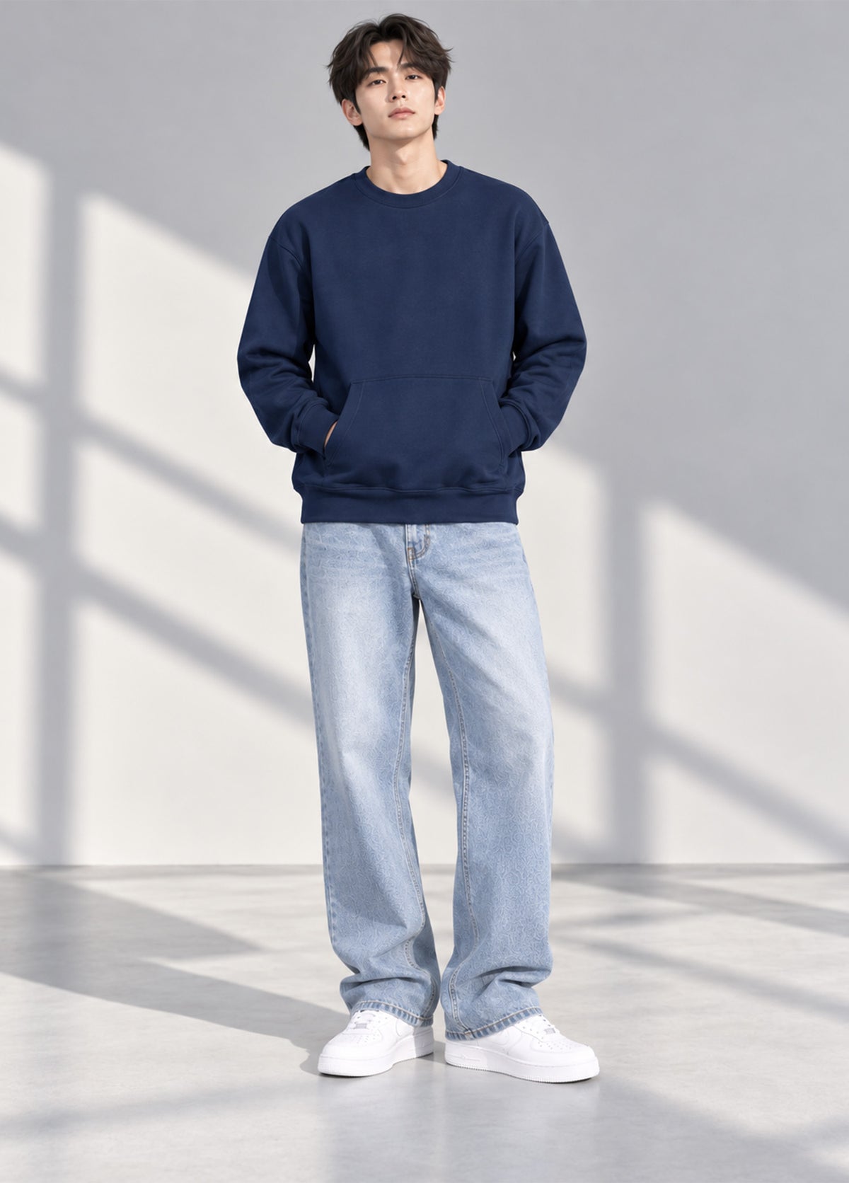 Arrow Men's Sweat Shirt Front Pocket Navy 774