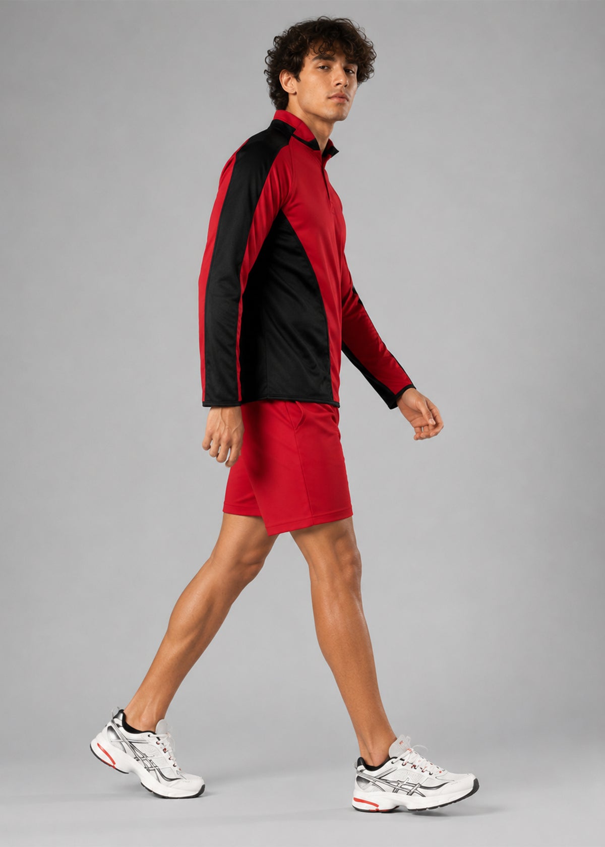 Men’s Long Sleeve Rugby Top Red & Black 730