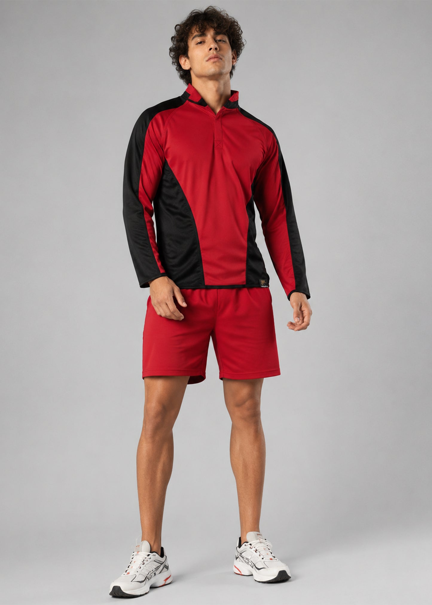 Men’s Long Sleeve Rugby Top Red & Black 730