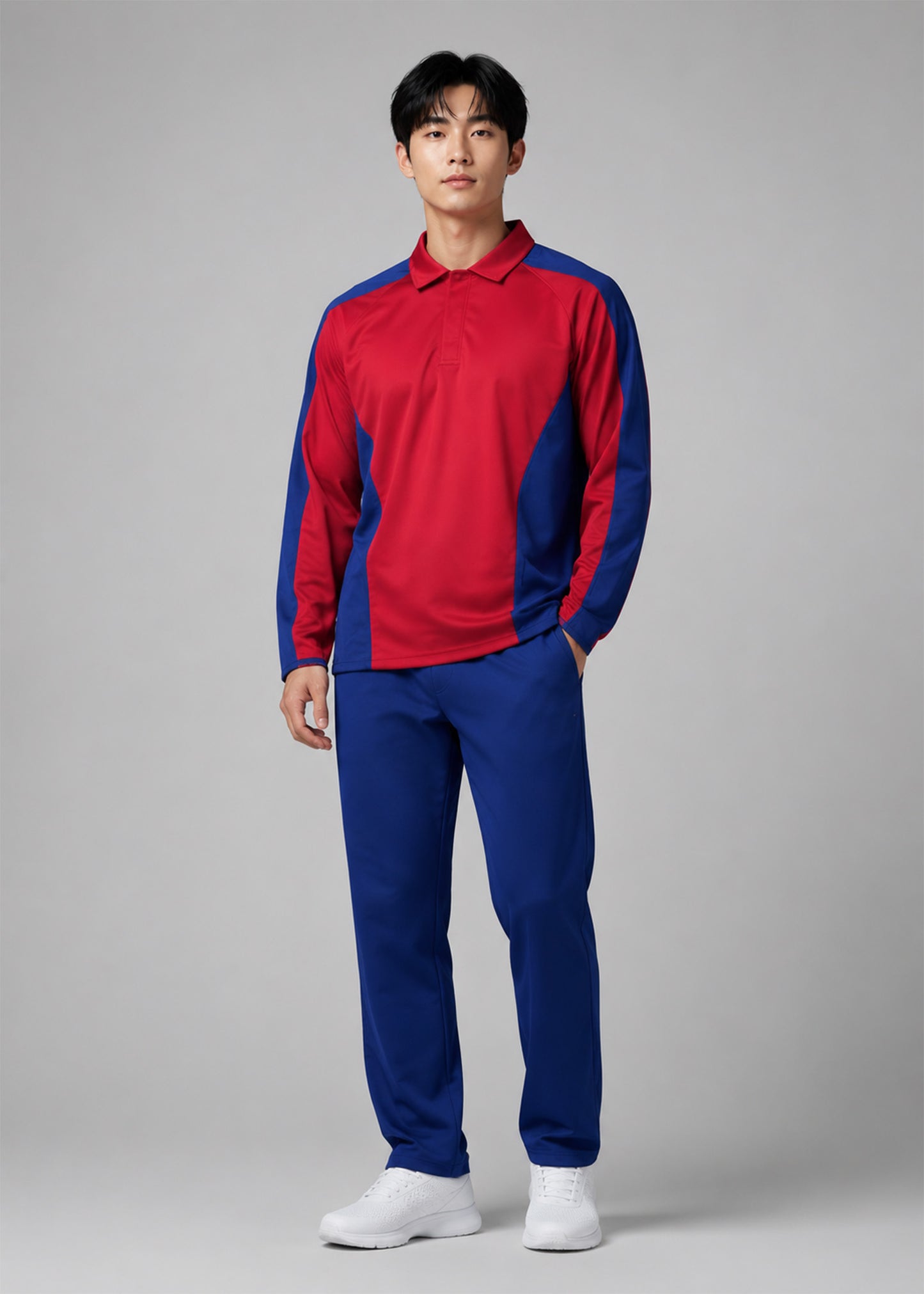 Falcon Men's Long Sleeve Rugby Top Red & Royal 752