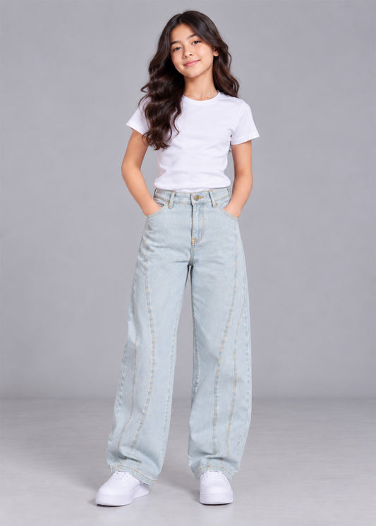 River Island girl barell fit light blue jeans non stretch 870