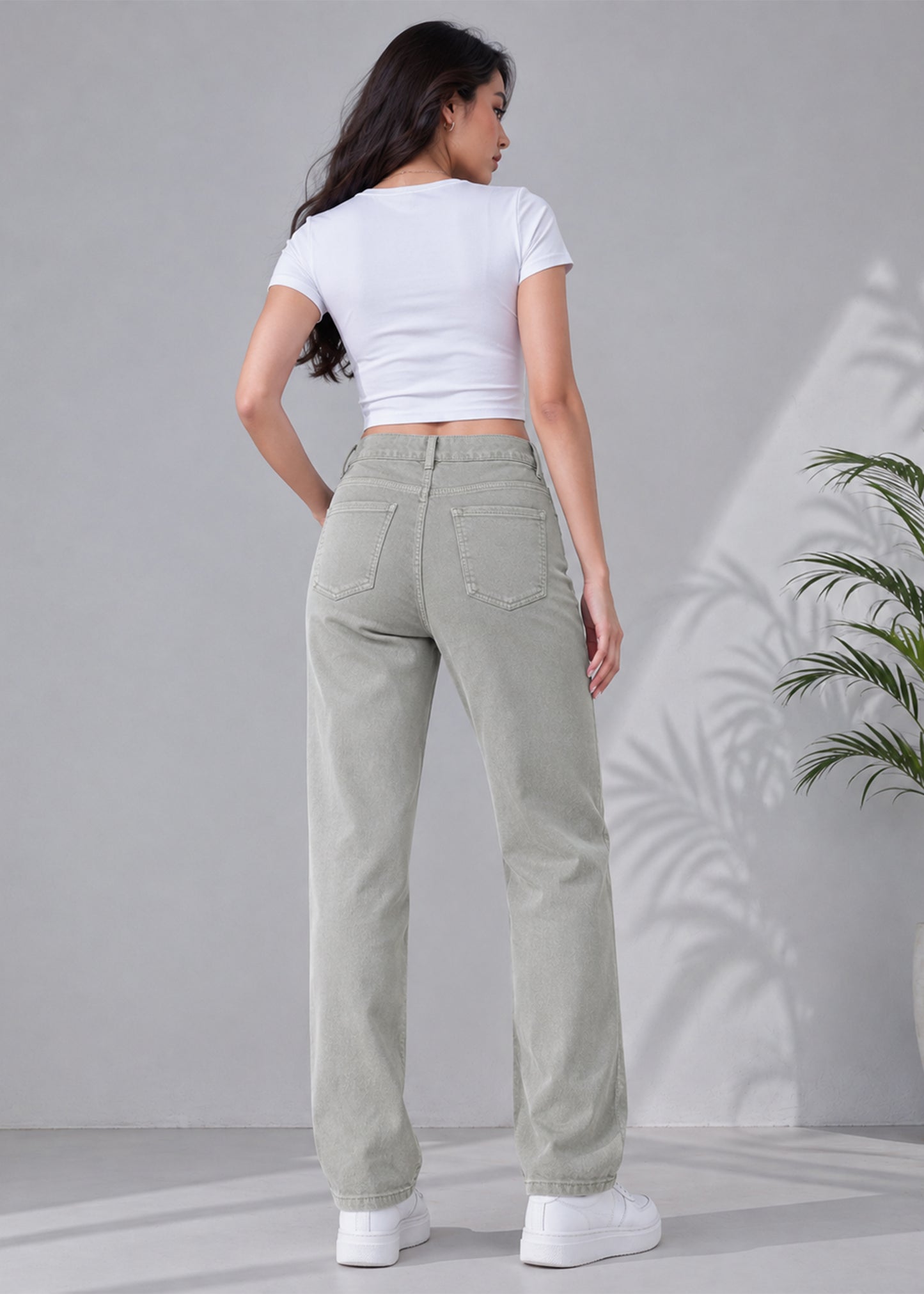 M&S Women Straight Fit Jeans Sage Green US 673