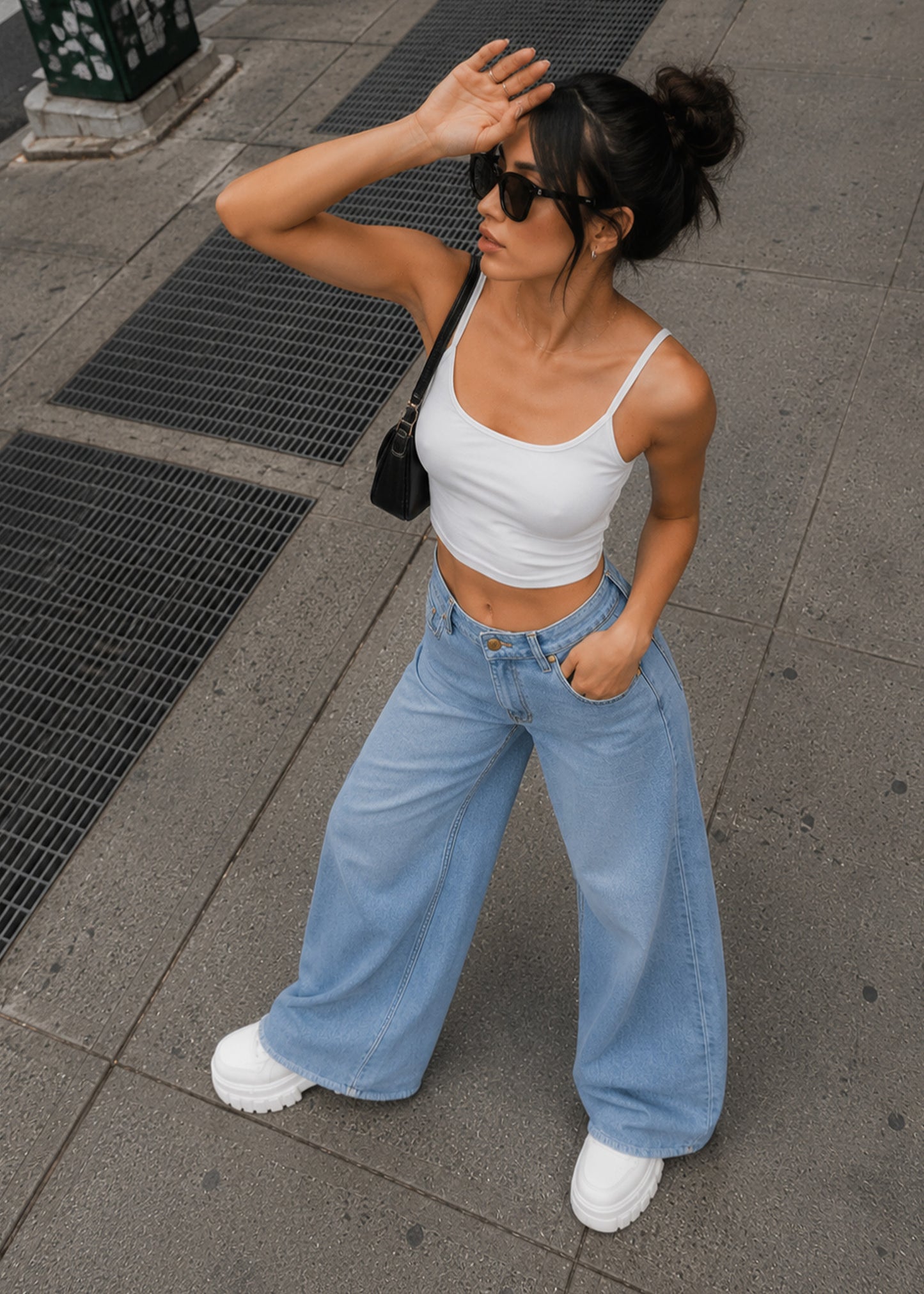 Reserved-Tall Length Women Wide Leg Jeans Sky Blue 510