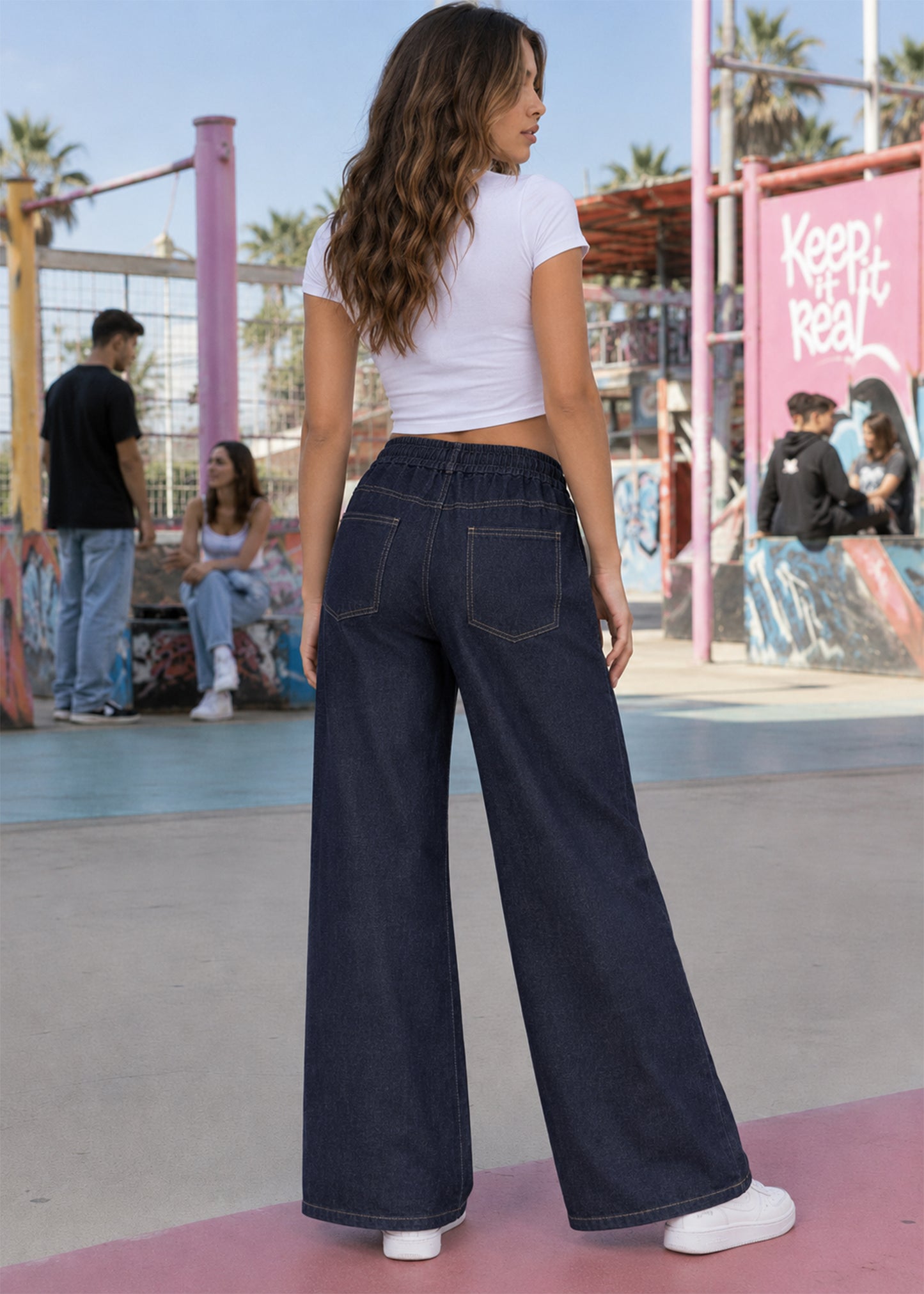 Street one-Women Wide Leg Sret One Jeans Dark Blue 523