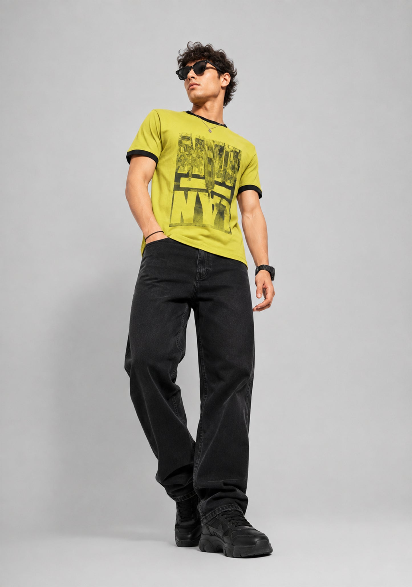 Men Graphic Ringer New York City print T-Shirt 722
