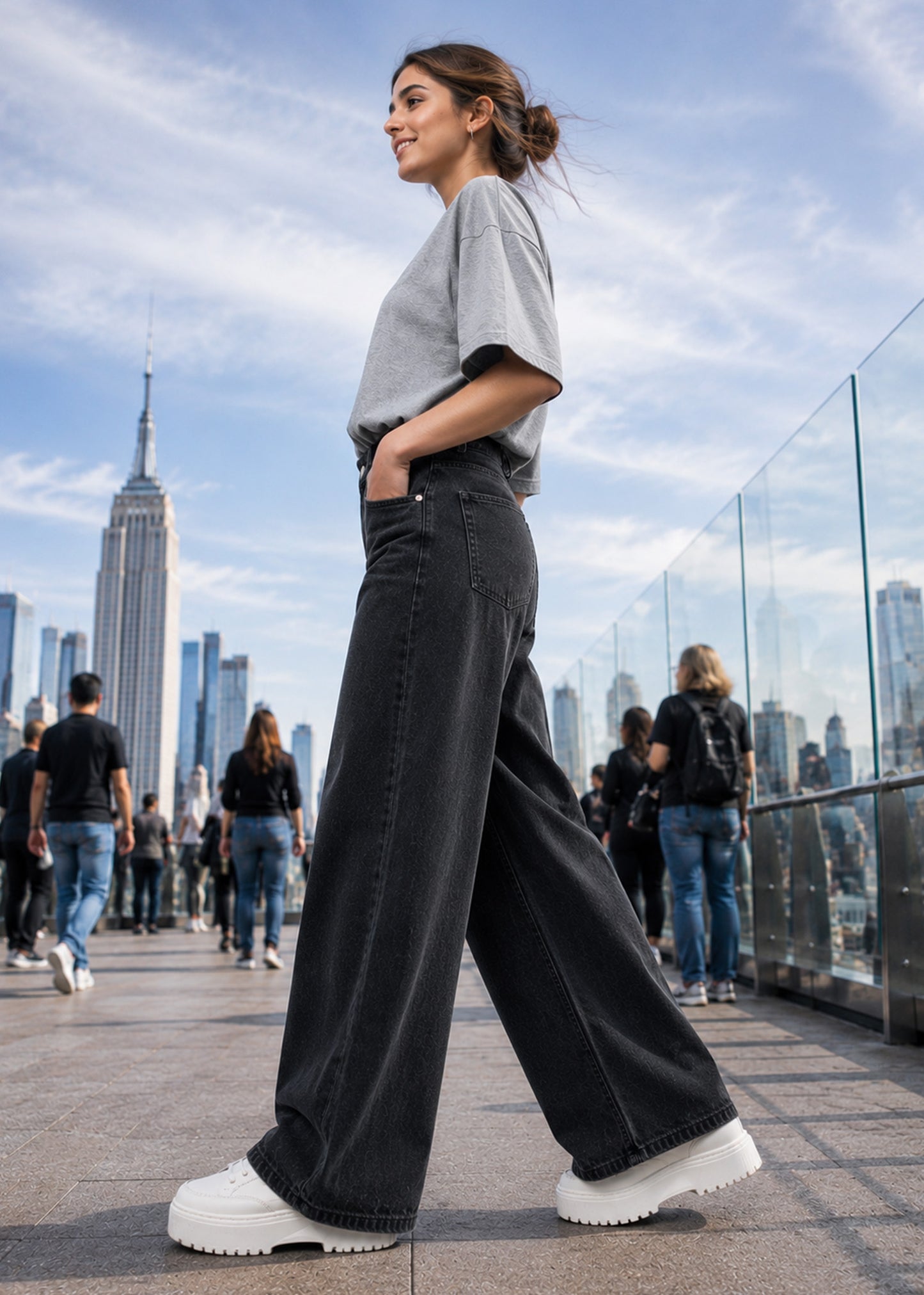 Top Shop-Women Wide Leg Top Shp Jeans Black 512