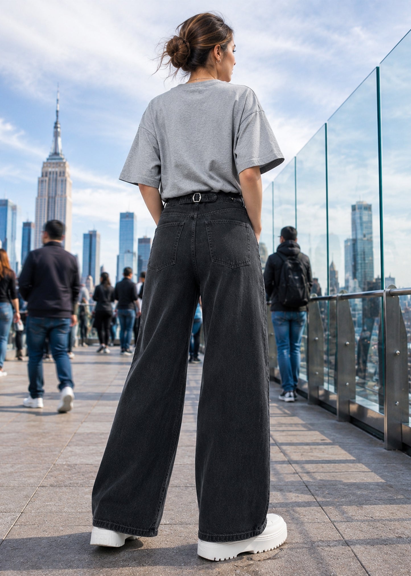 Top Shop-Women Wide Leg Top Shp Jeans Black 512
