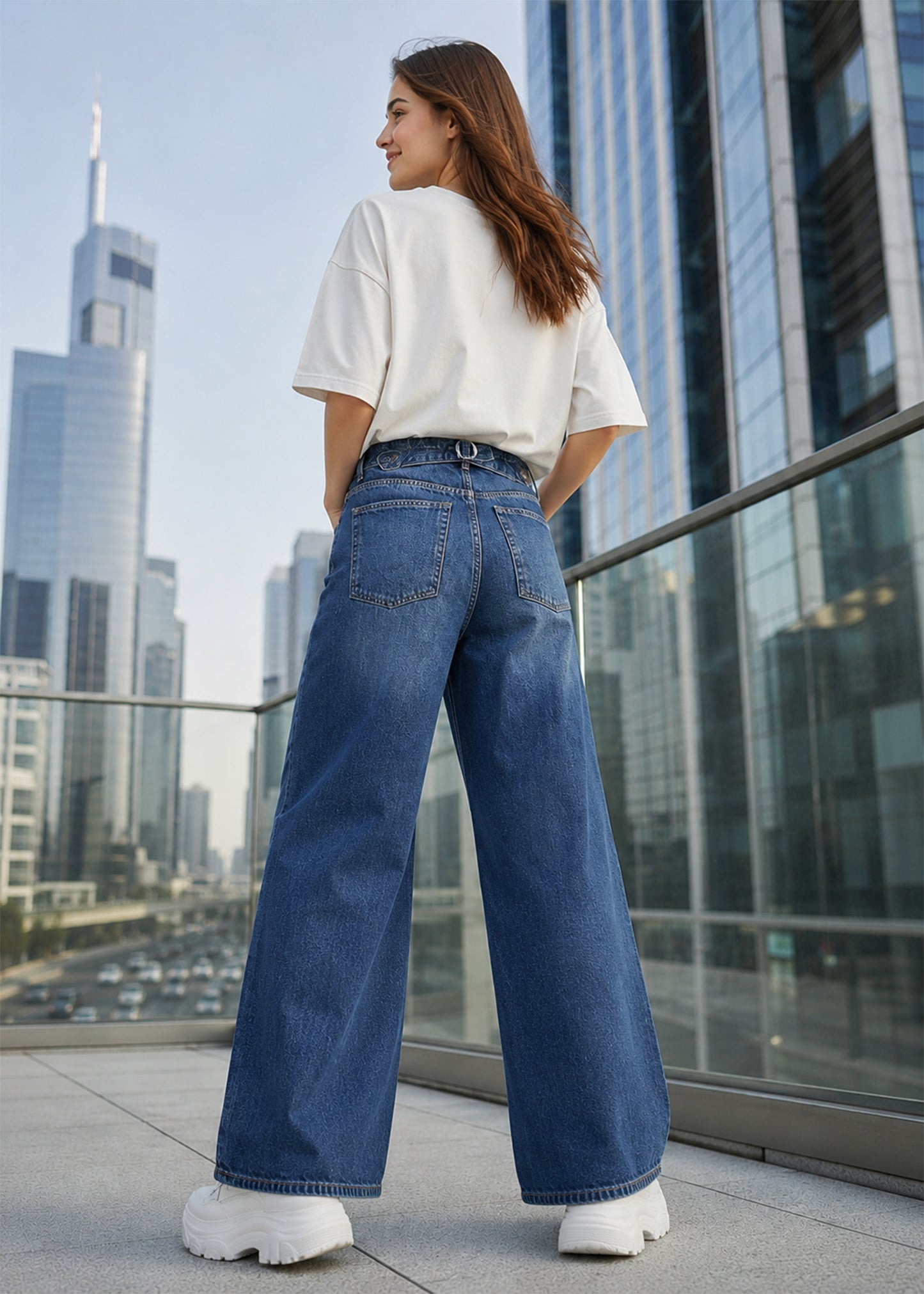 Top Shop-Women Baggy Top Shp Jeans Blue 513