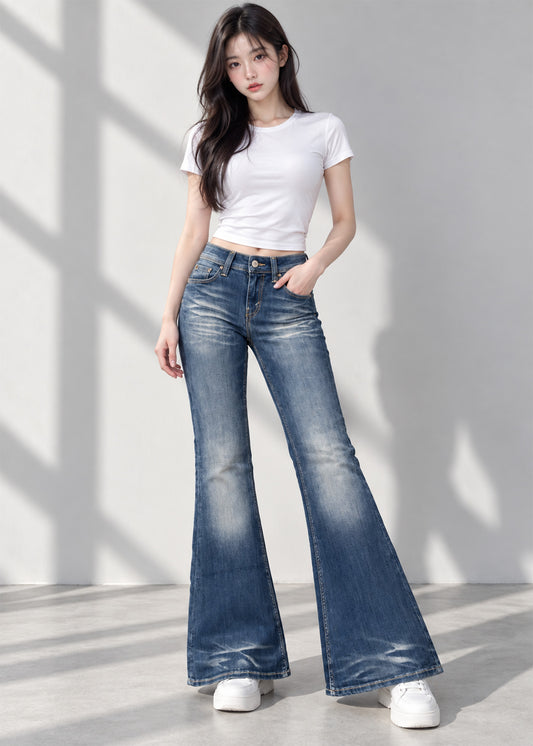 Women BootCut Jeans Vintage Wash Blue US 800