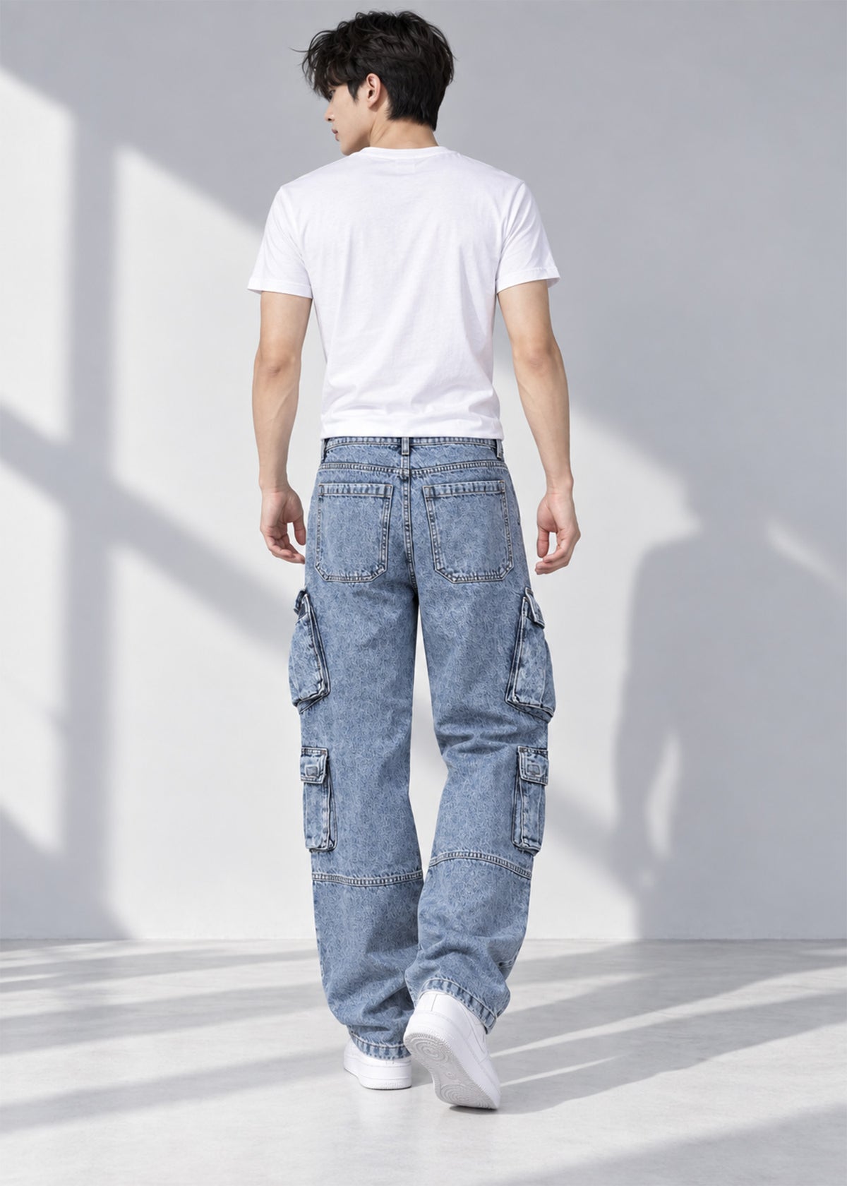 Riverlsiand Men Regular Fit Cargo Jeans Wash Blue US 793