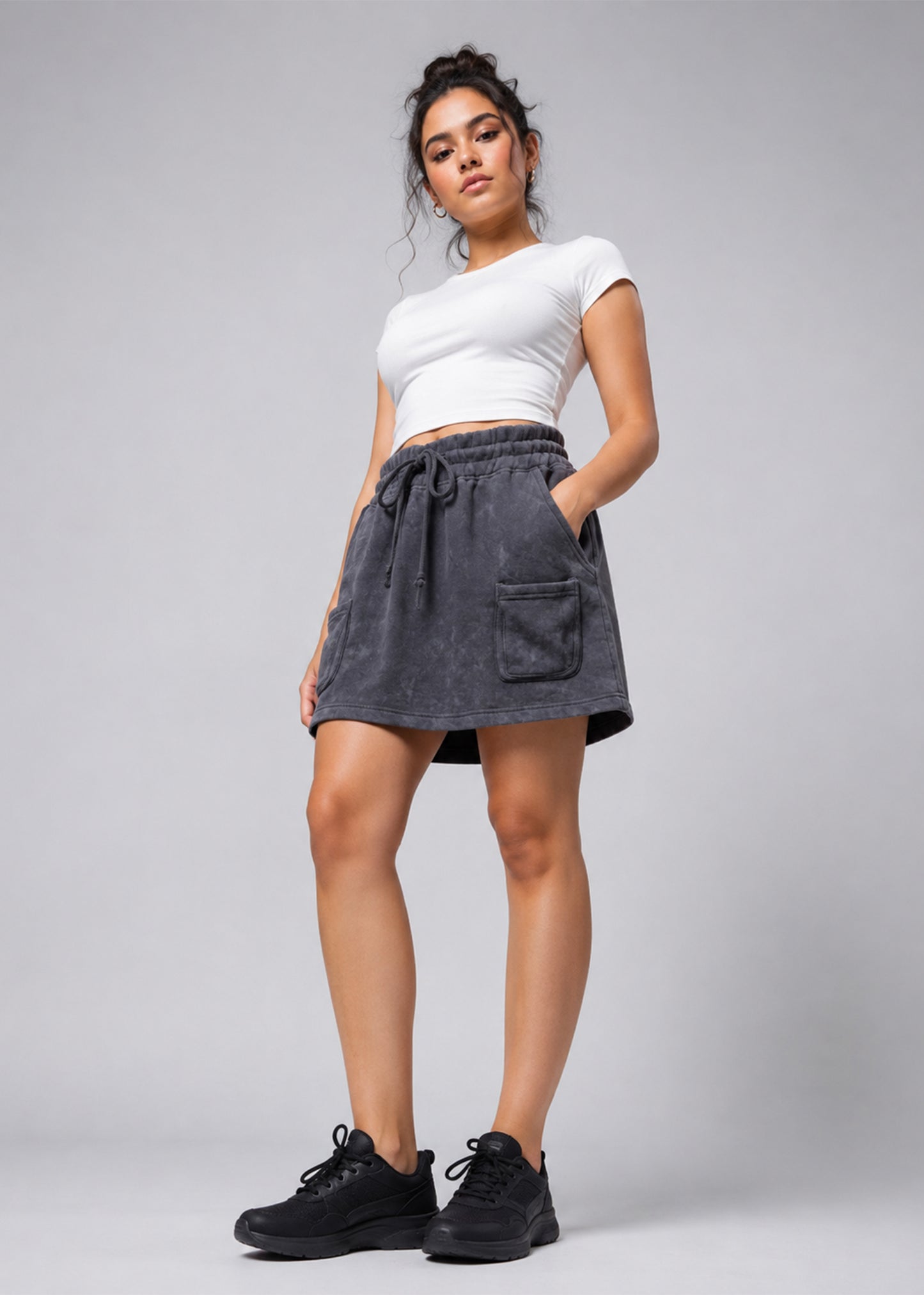Fashion Nova Women skirt shorts Washed Charcoal Grey 706