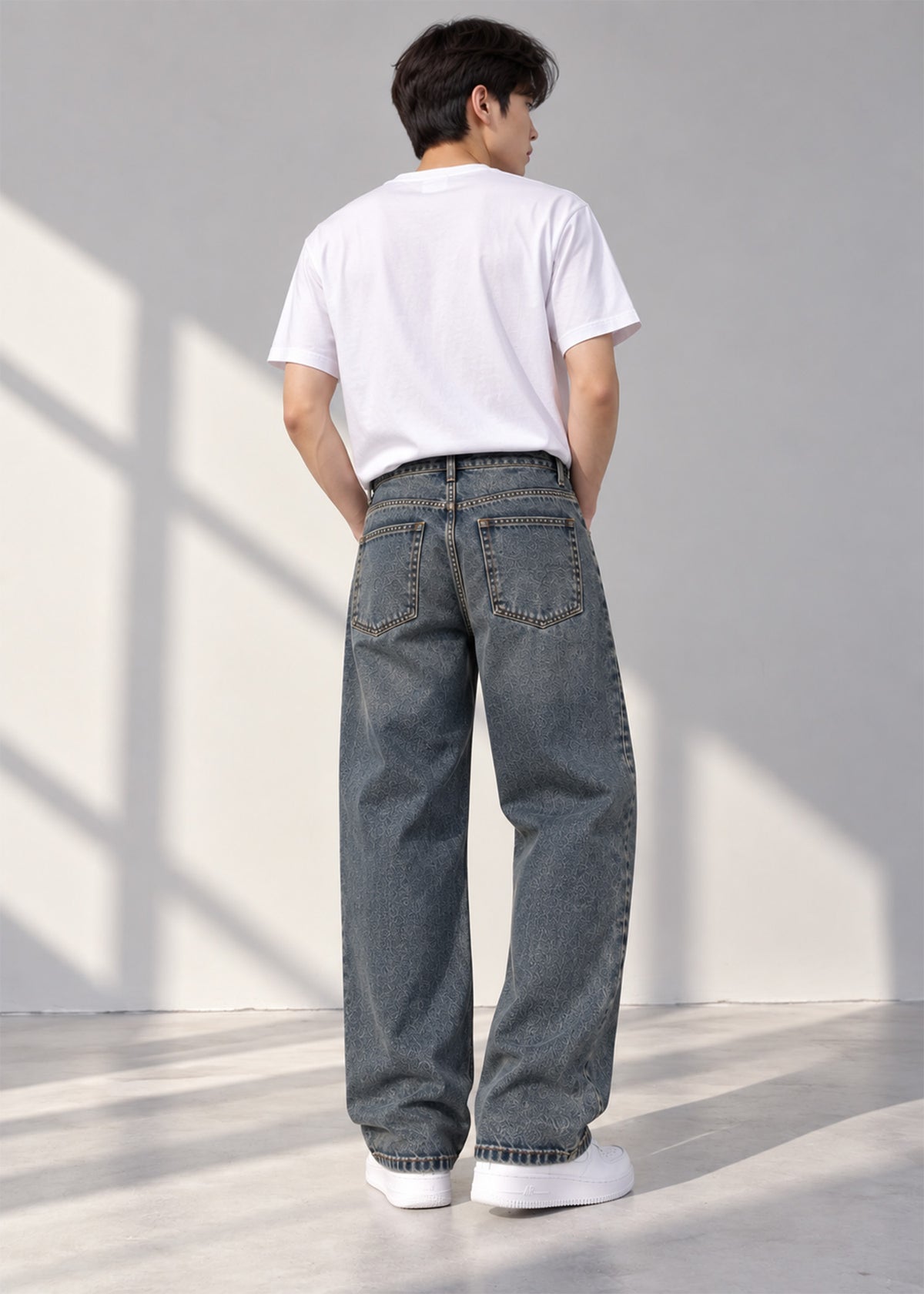 DNM Men Loose Fit Smoky Blue Grey Washed Jeans US 785