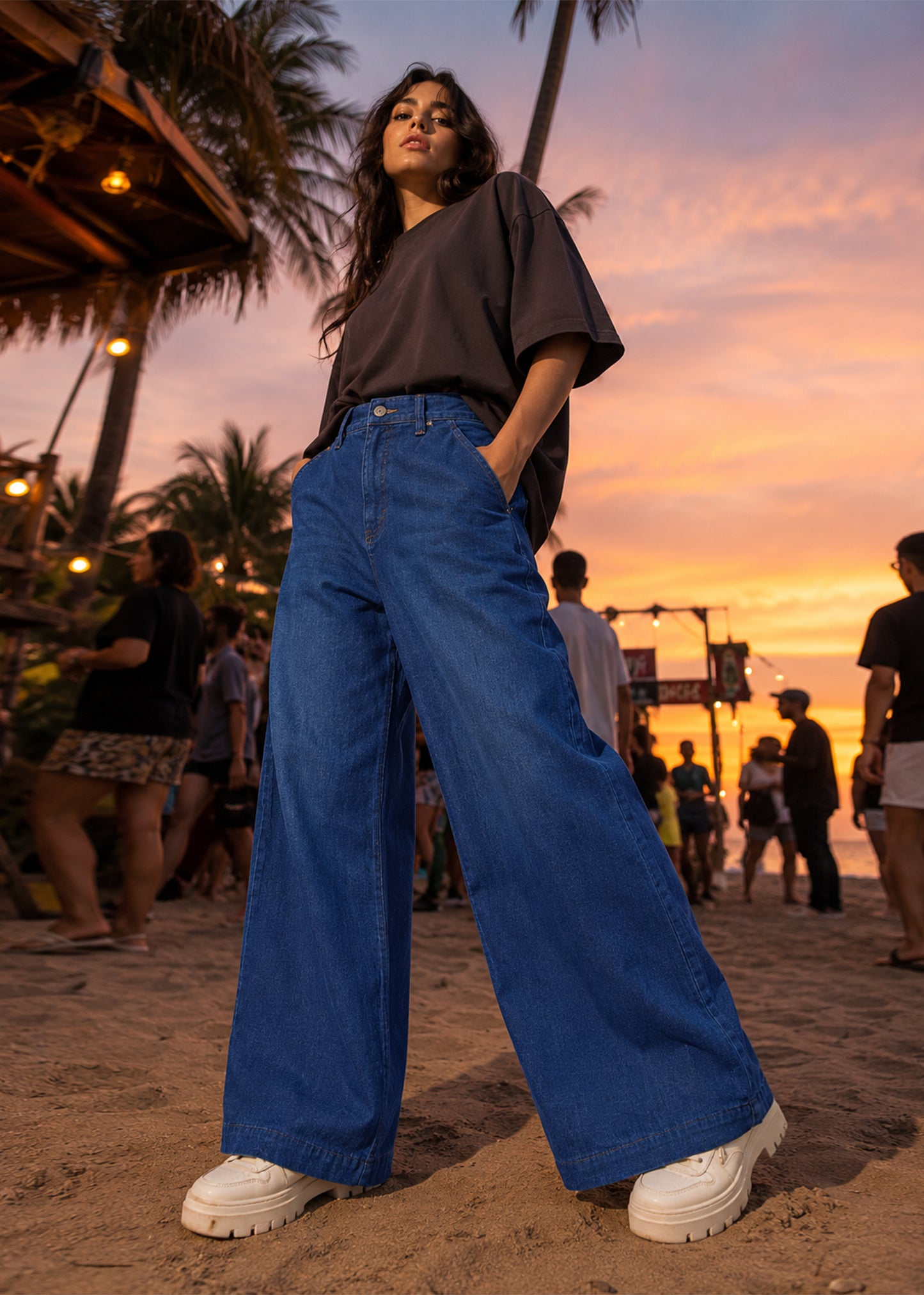 Meave-Women wide Leg Jeans Blue
