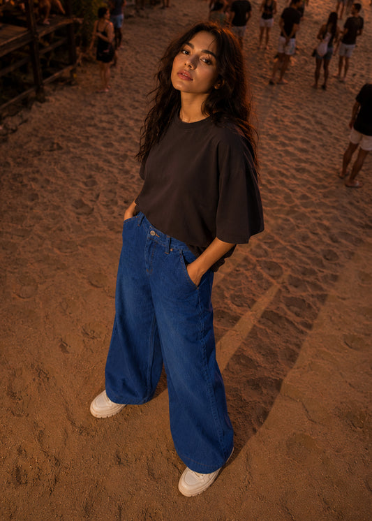 Meave-Women wide Leg Jeans Blue