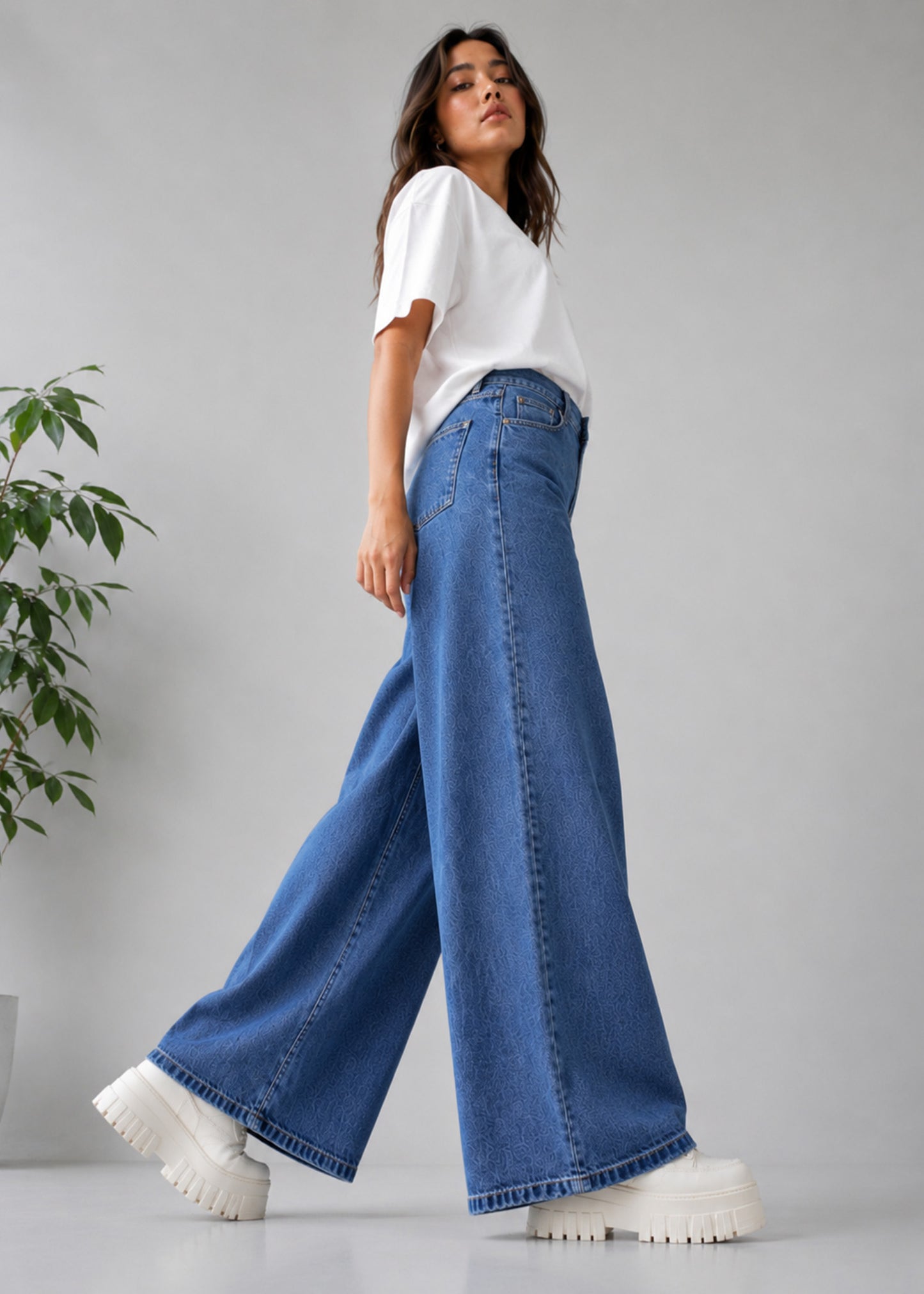 M&S Women Wide Leg Jeans Blue 563