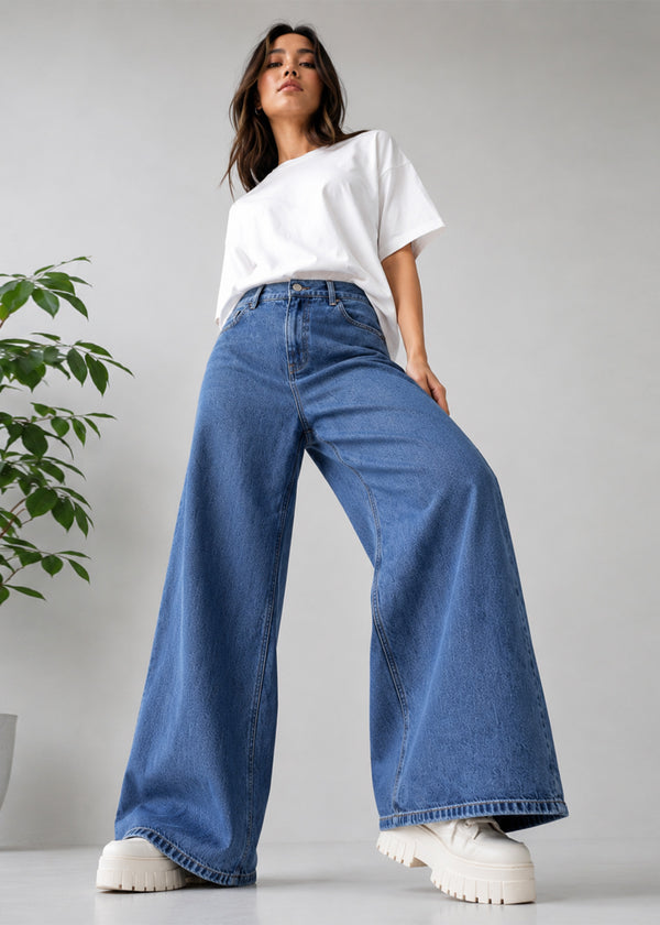 M&S Women Wide Leg Jeans Blue 563