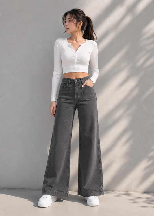 Women Flare Cut F&F Jeans Black 528