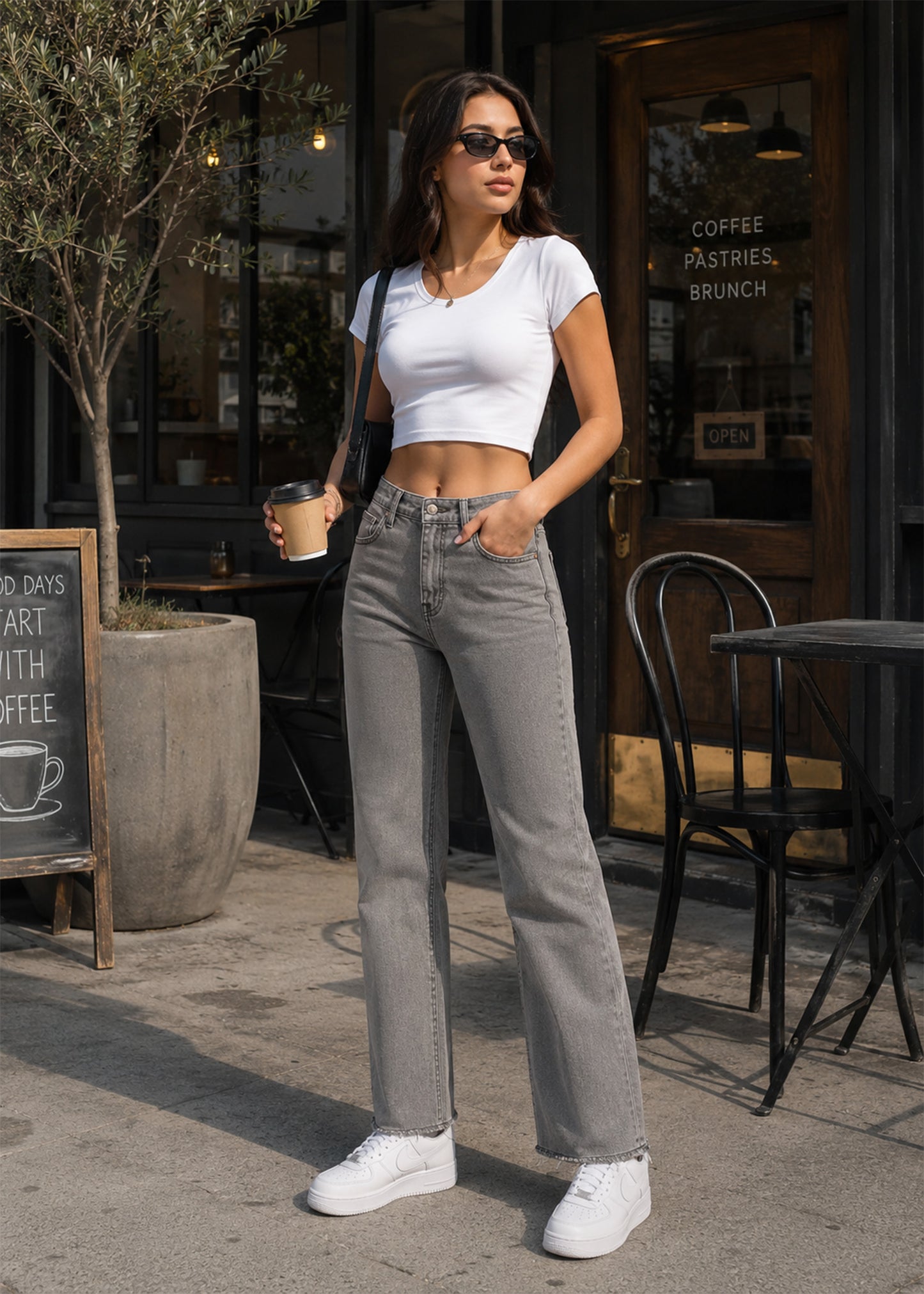 Zara-Straight fit Women ZAR Jeans Gray 514