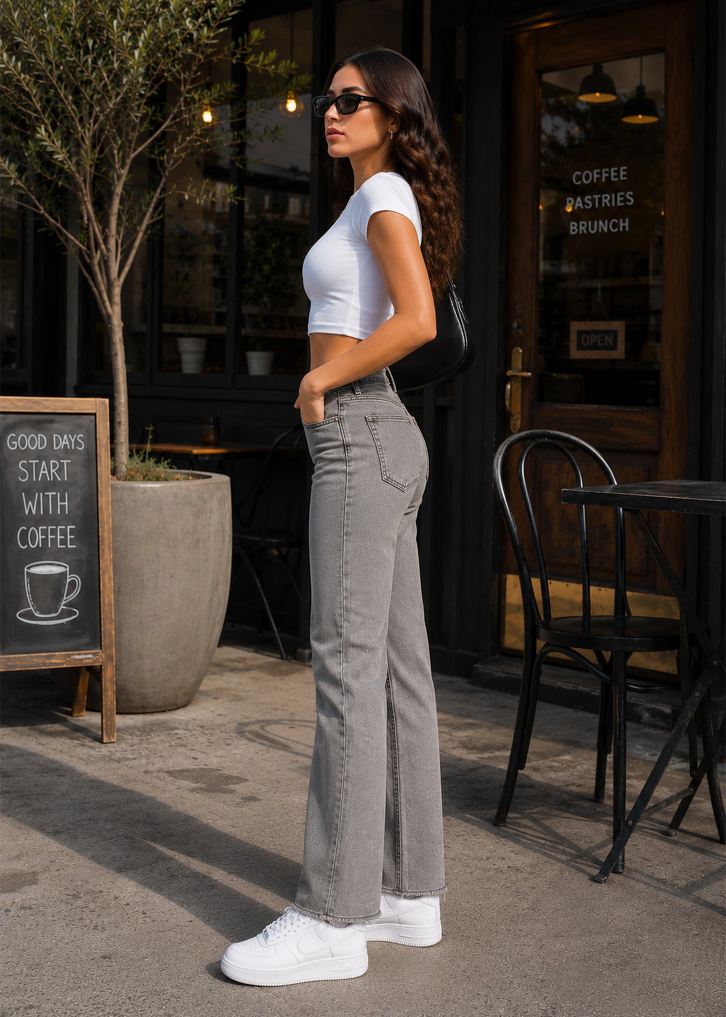 Zara-Straight fit Women ZAR Jeans Gray 514