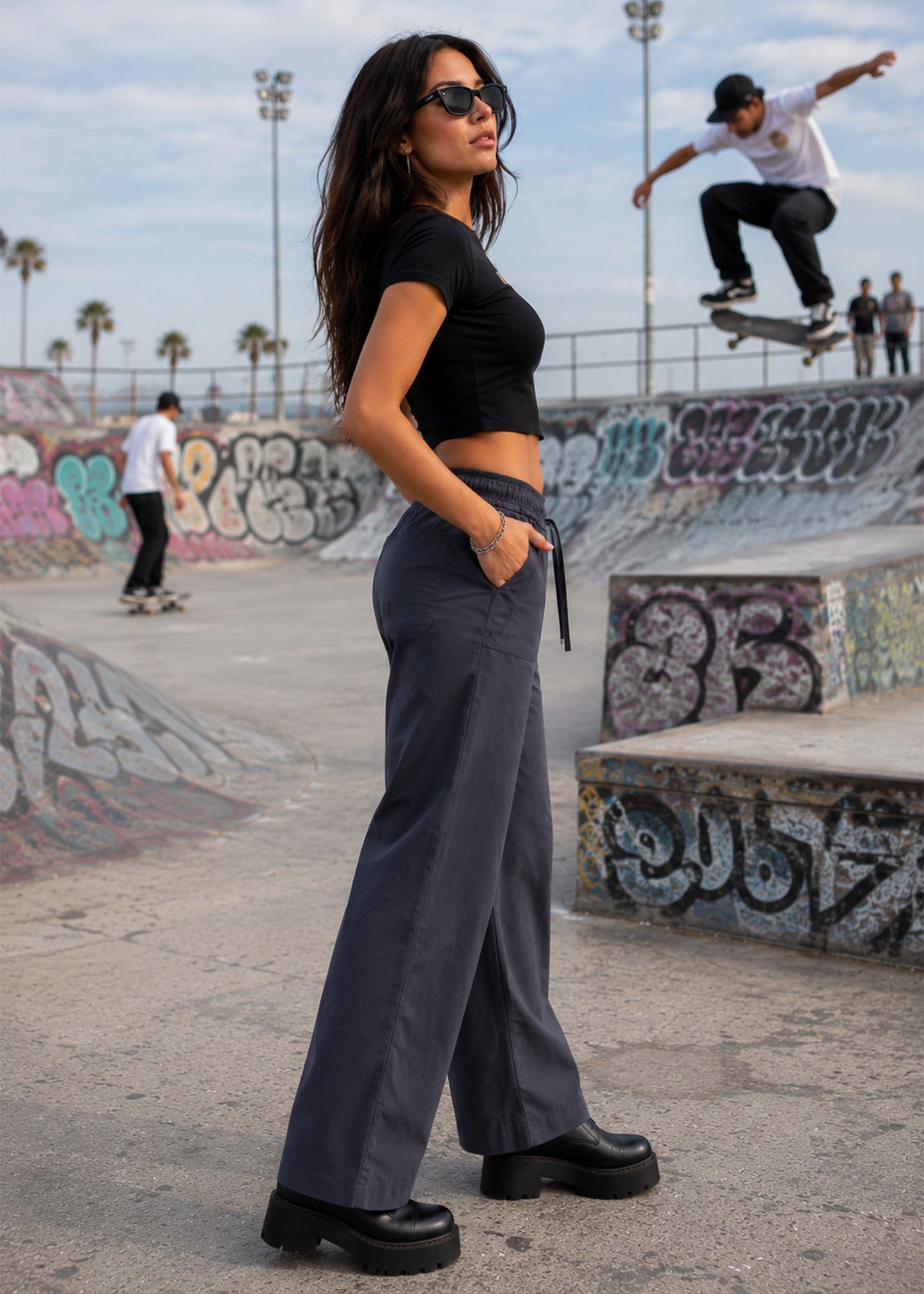 Women wide Leg  Pants Navy 517